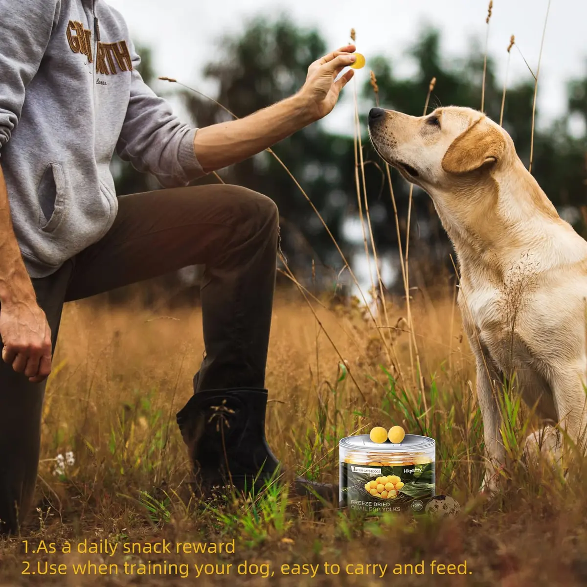 Hkpetty Freeze Dried Cats and Dogs Treats Quail Egg Yolk 1 Count | Natural Wholesome Pet Snack - view 7