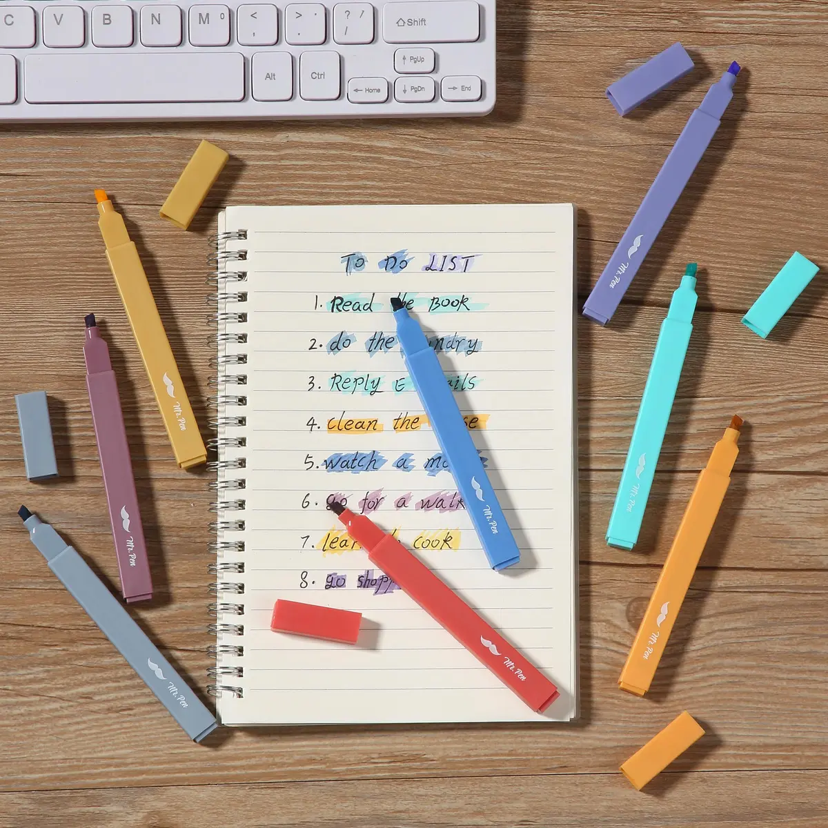 Mr. Pen Aesthetic Highlighters No Bleed, 8 Pack, Assorted Pastel Colors | Chisel Tip, Fast Dry, Journaling & School Supplies - view 7