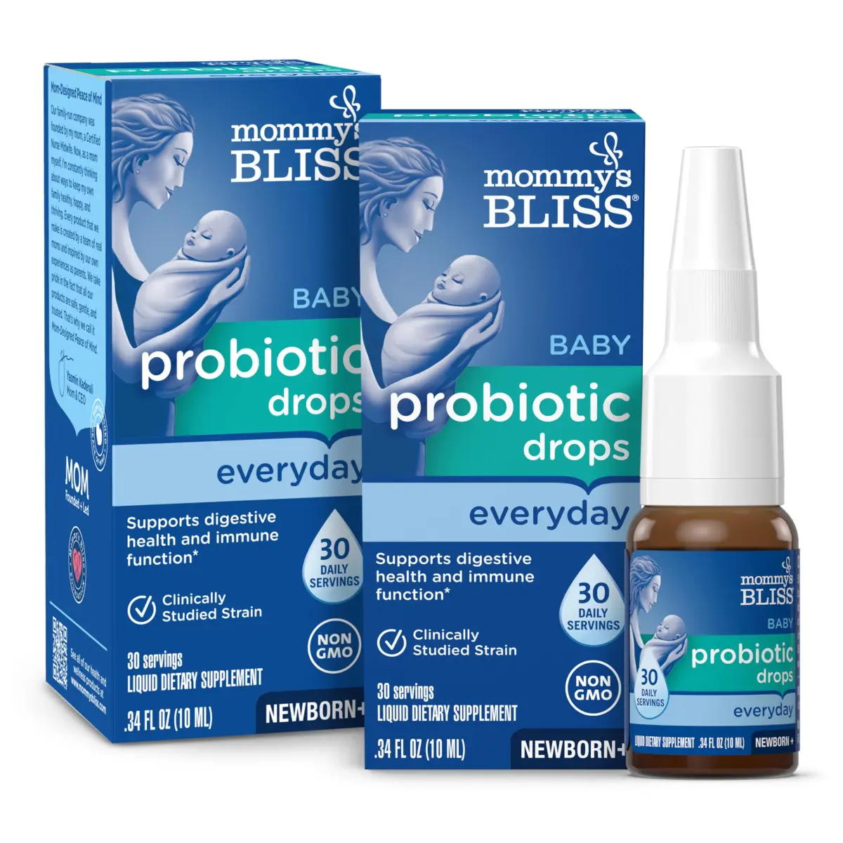 Mommy's Bliss Baby Probiotic Drops, 0.34 Fl Oz (Pack of 2) | Daily Gas, Constipation & Colic Relief + Immune Support - main product image