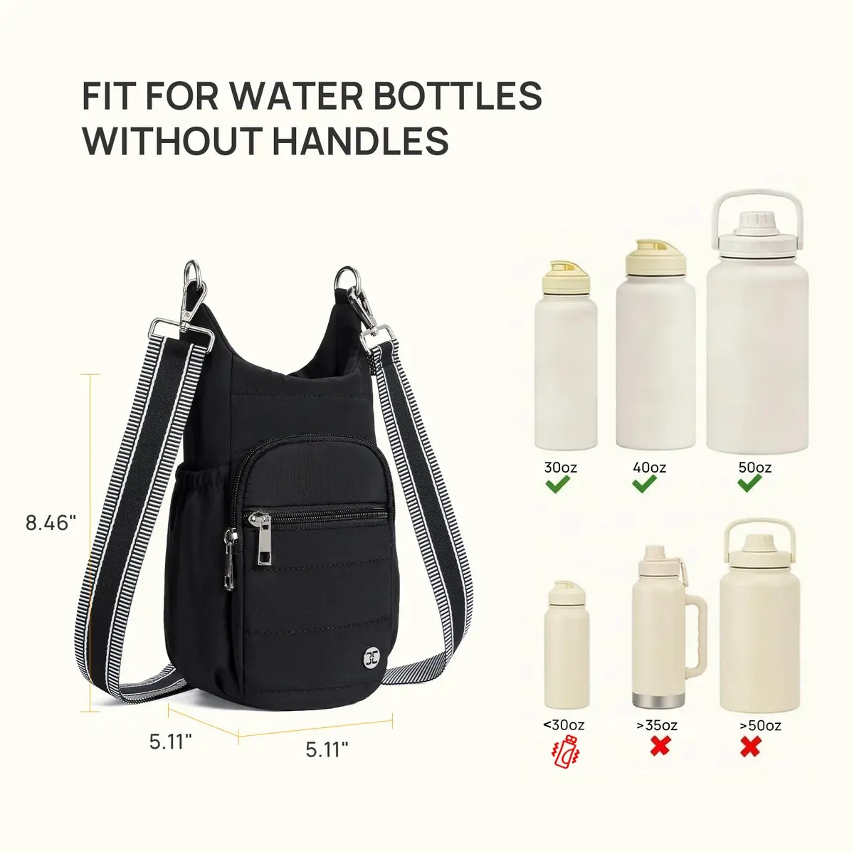 Telena Water Bottle Holder with Strap for Women | 40oz Capacity Waterproof Carrier - view 2