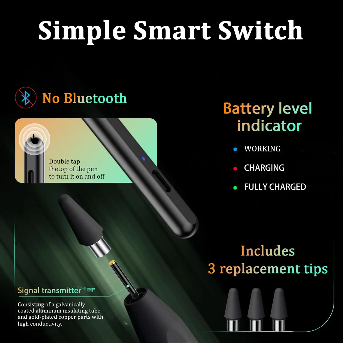 CMARS Stylus Pen for Android/Samsung A11+/A9+ | Universal Android & iPhone Compatibility, 16.5cm, Black - view 4