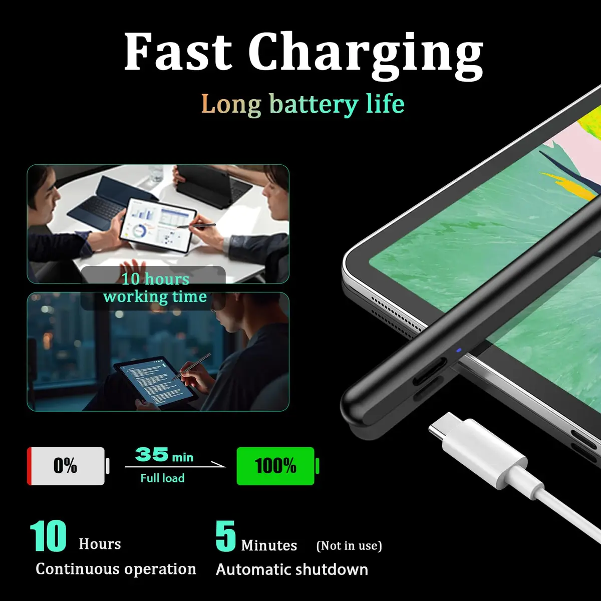 CMARS Stylus Pen for Android/Samsung A11+/A9+ | Universal Android & iPhone Compatibility, 16.5cm, Black - view 3