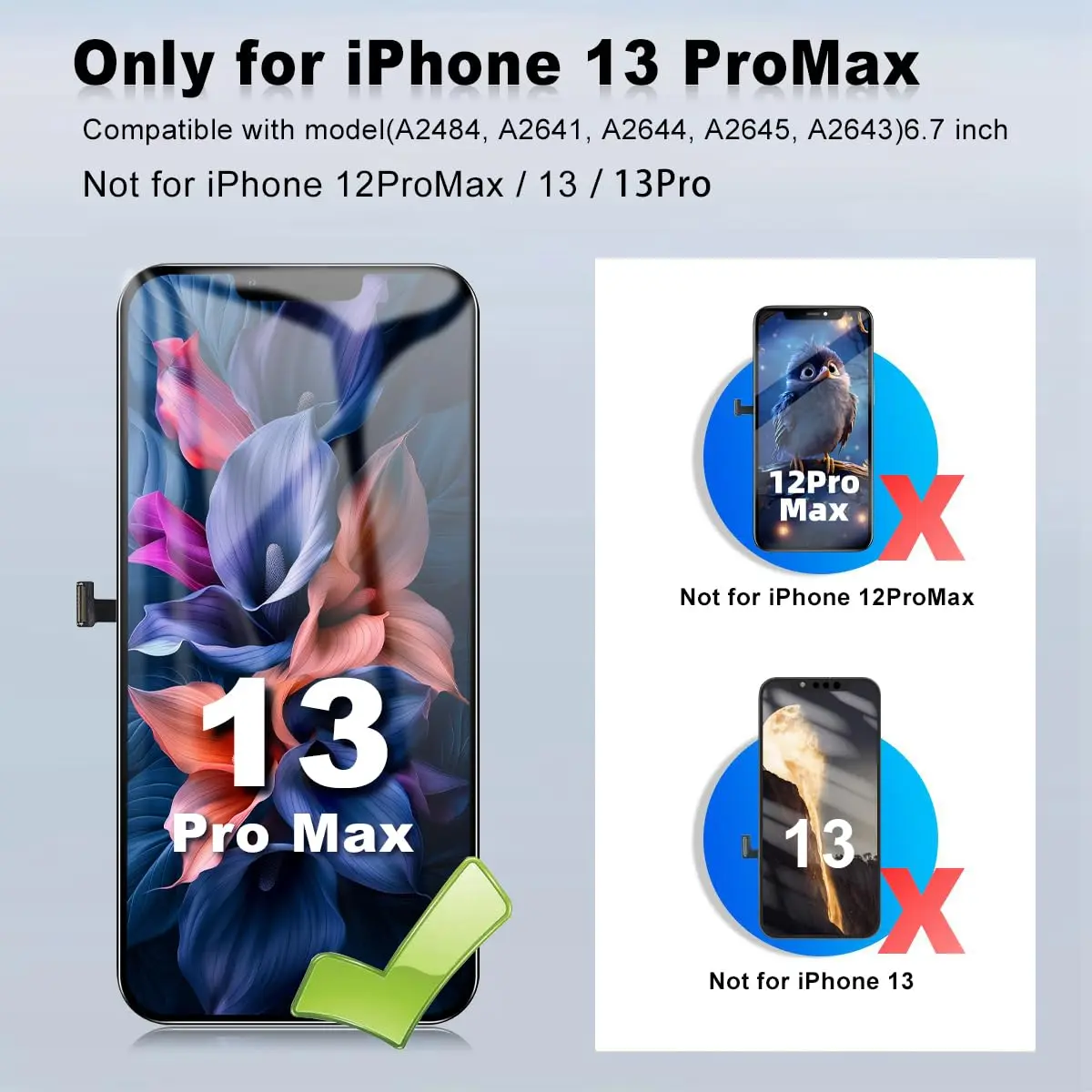 SIMDOG iPhone 13 Pro Max Screen Replacement Kit,6.7" Full HD | Compatible with A2484, A2641, A2644, A2645, A2643 - view 2
