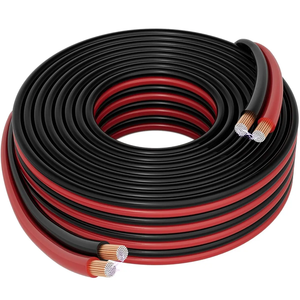 HiFind 12/2 Gauge 15 FT Red Black Hookup Electrical Wire Cable | 12V/24V DC, Flexible Speaker Wire for Car & Home - main product image