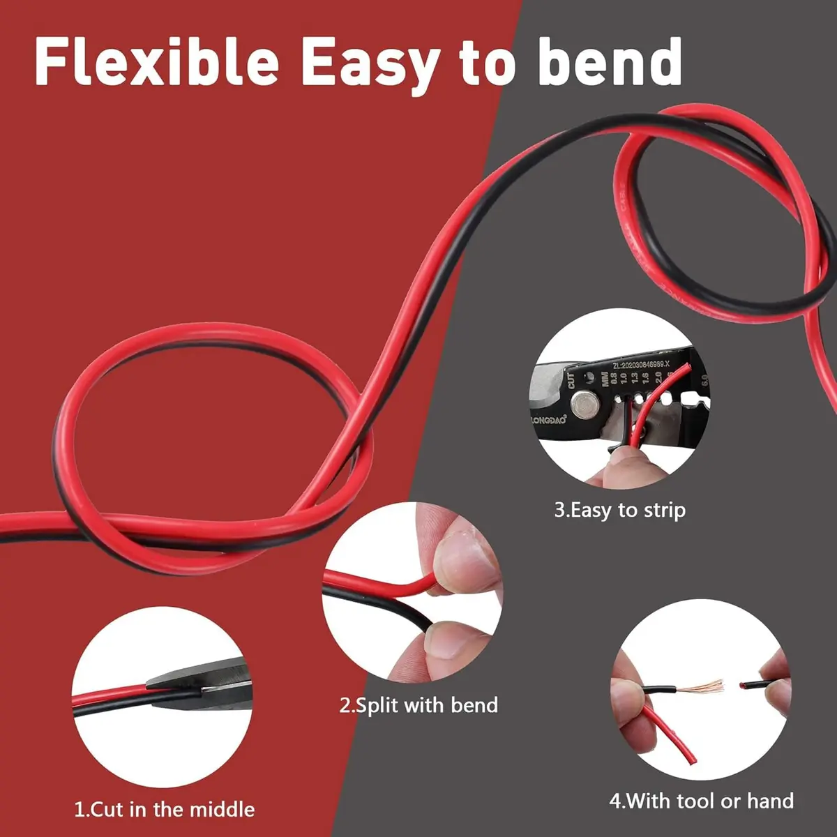 HiFind 12/2 Gauge 15 FT Red Black Hookup Electrical Wire Cable | 12V/24V DC, Flexible Speaker Wire for Car & Home - view 5