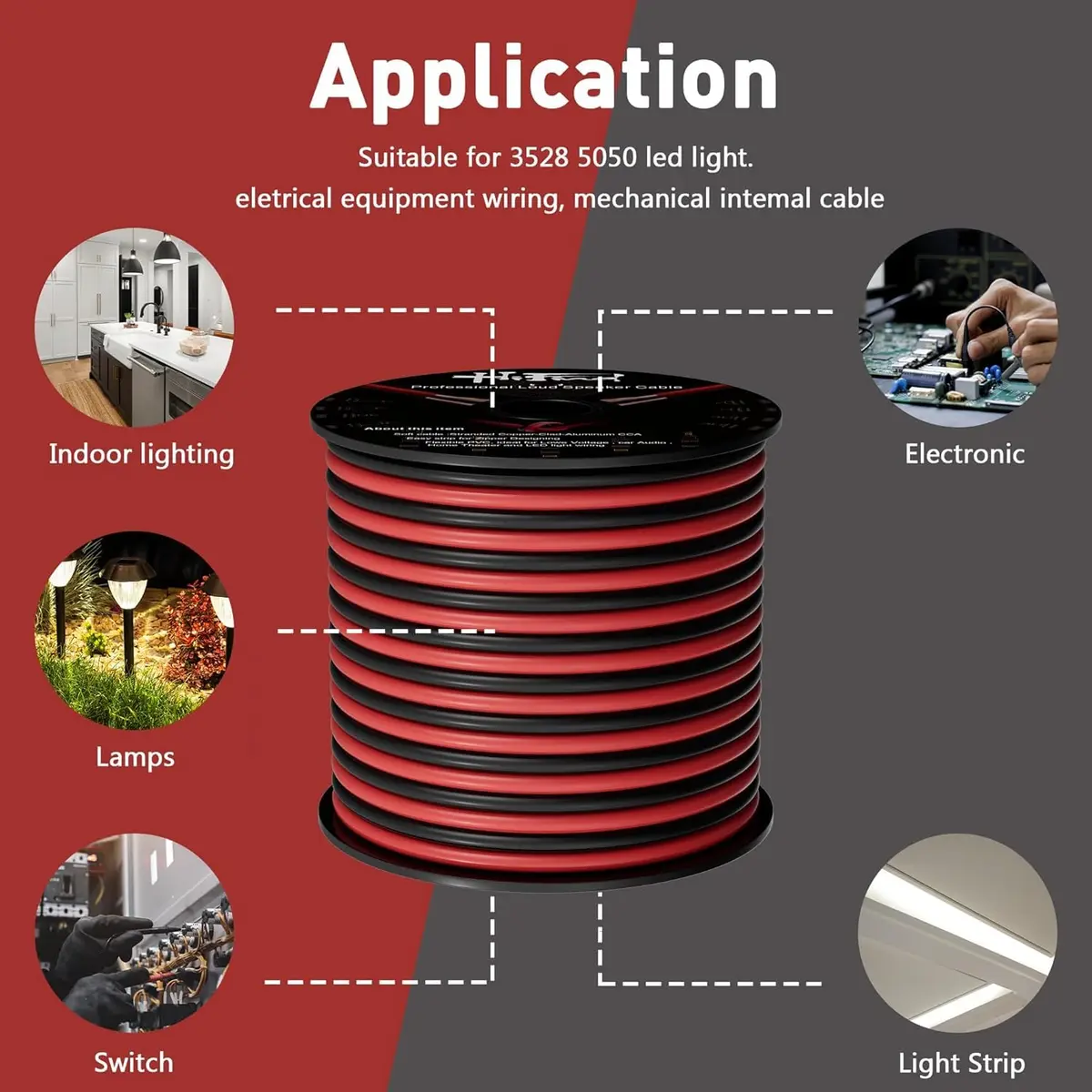 HiFind 12/2 Gauge 15 FT Red Black Hookup Electrical Wire Cable | 12V/24V DC, Flexible Speaker Wire for Car & Home - view 7