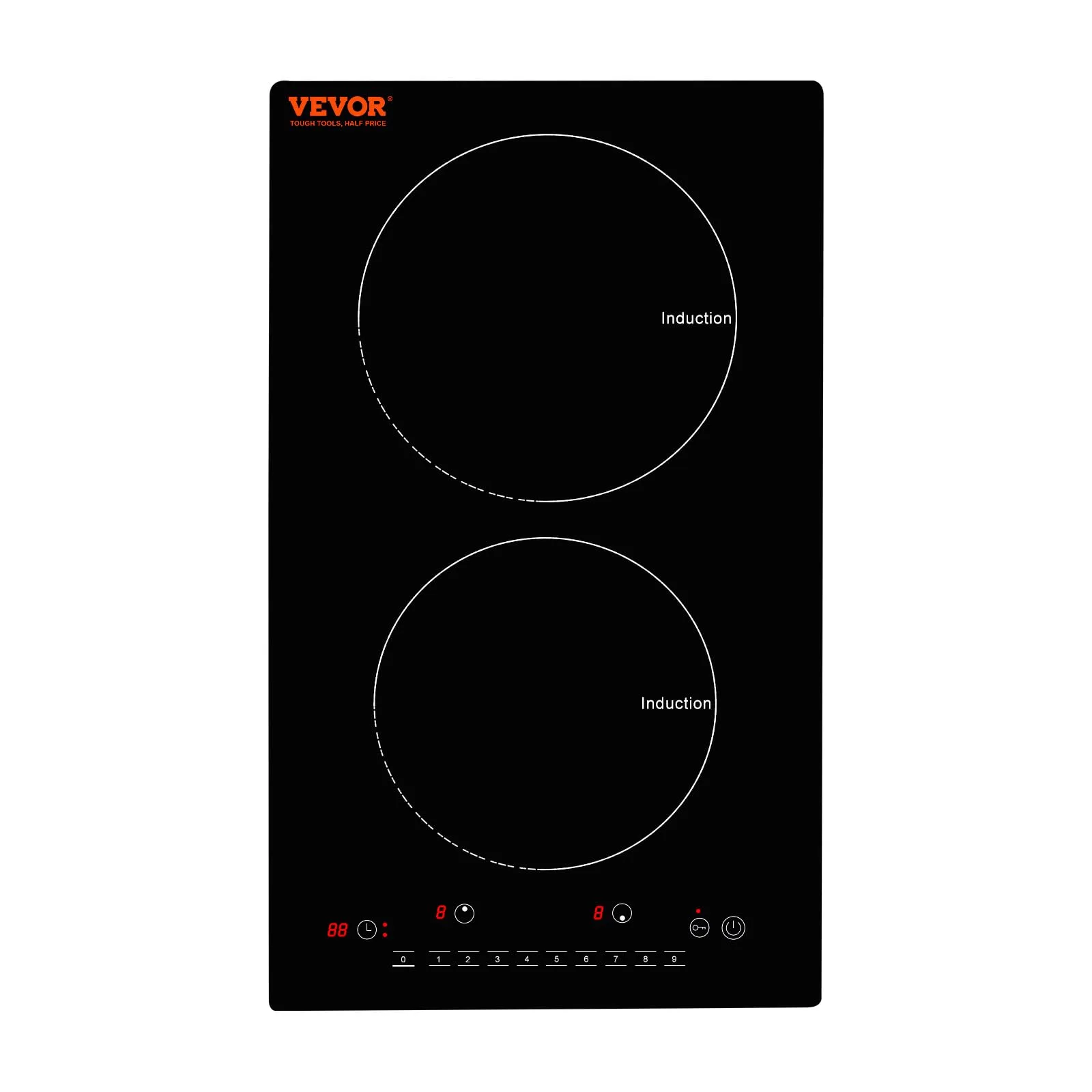 VEVOR 12'' Induction Cooktop 2 Burners 1800W | Energy Efficient Cooktop for Indian Kitchens - main product image