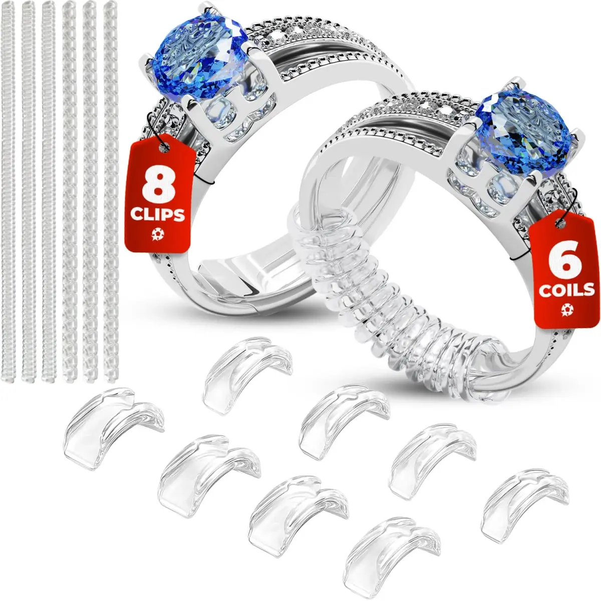 5 STARS UNITED Ring Sizers for Loose Rings - 14 Pieces (1.5–8 mm) | Dual Model Set - main product image