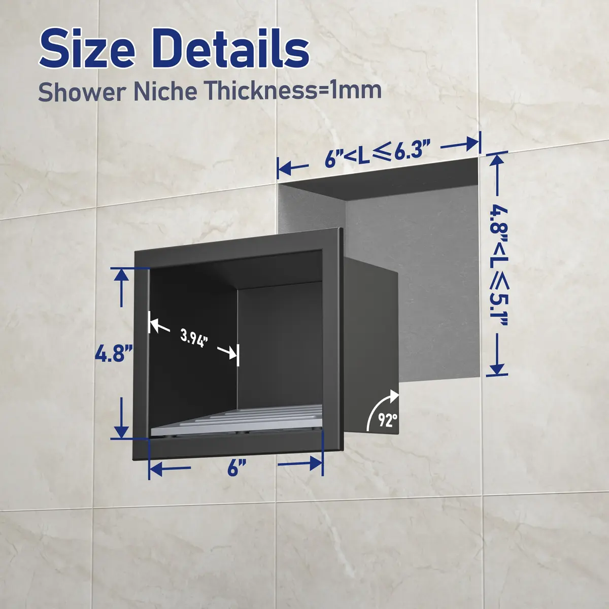 Bernkot Shower Niche, Wall Shower Stool Niche for Bathroom | Rust-Resistant Stainless Steel, Easy Maintenance, Space-Efficient - view 7