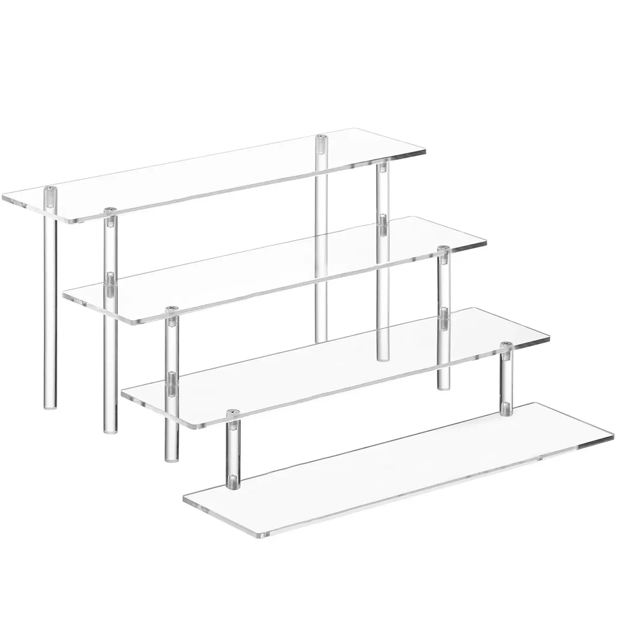 HENABLE 4 Tier Acrylic Perfume Organizer Stand, Clear Display Risers for Perfume, Cologne, Cosmetic, Skincare, Funko POP, Dessert Display, Cupcake Stand Holder - main product image