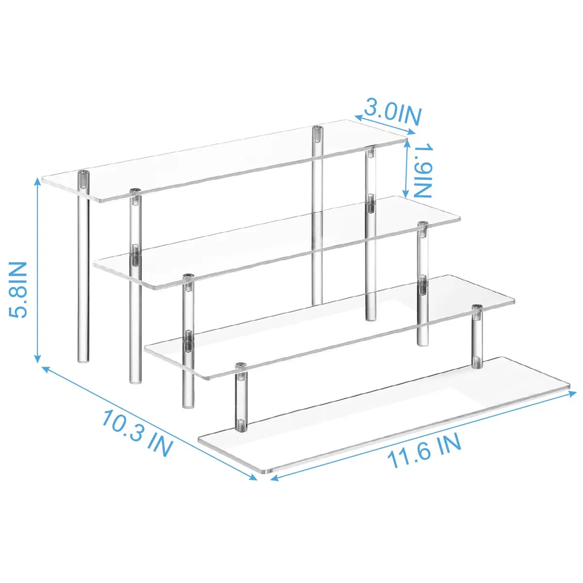 HENABLE 4 Tier Acrylic Perfume Organizer Stand, Clear Display Risers for Perfume, Cologne, Cosmetic, Skincare, Funko POP, Dessert Display, Cupcake Stand Holder - view 6