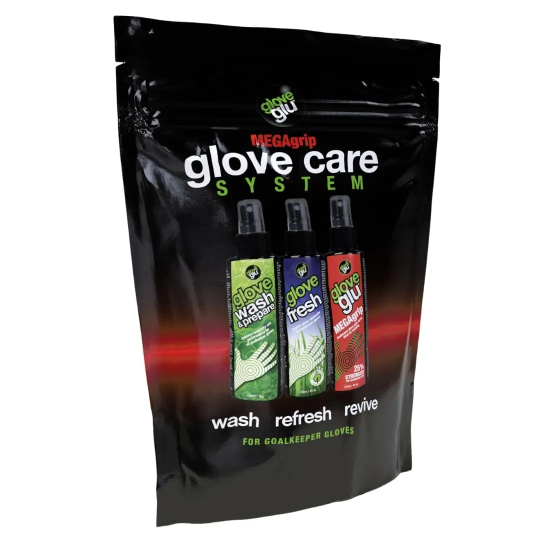 gloveglu Glove Care System Bundle | Premium Wash, Fresh Deodorizer & MEGAgrip Spray 4.05 fl oz Each | Goalkeeper Glove Cleaning & Grip Revival System (Pack of 3) - main product image