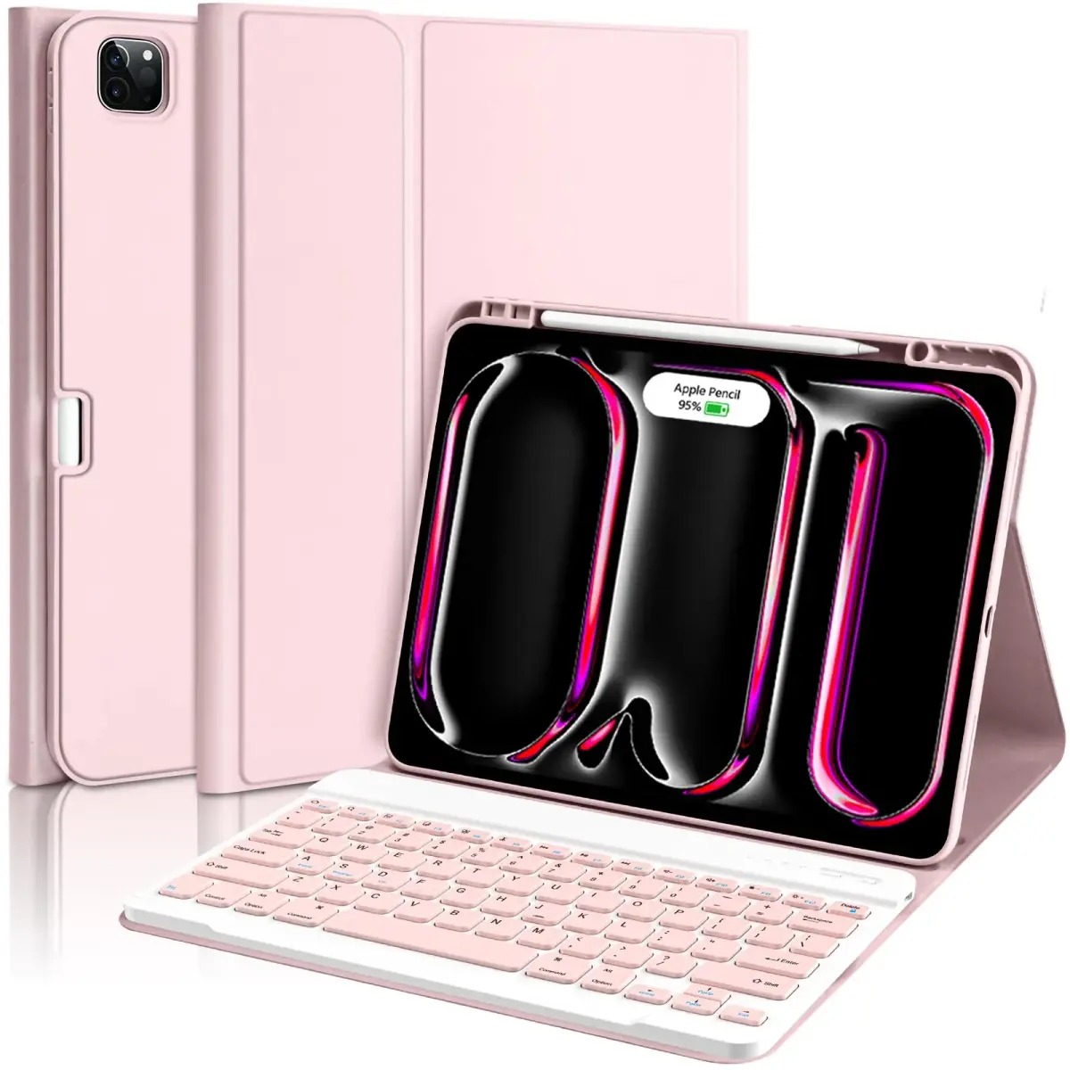 aMZCaSE iPad Pro 13-inch Case with Keyboard (M5/M4) 2025/2024, Detachable Bluetooth Keyboard Folio with Pencil Holder, Light Pink - main product image