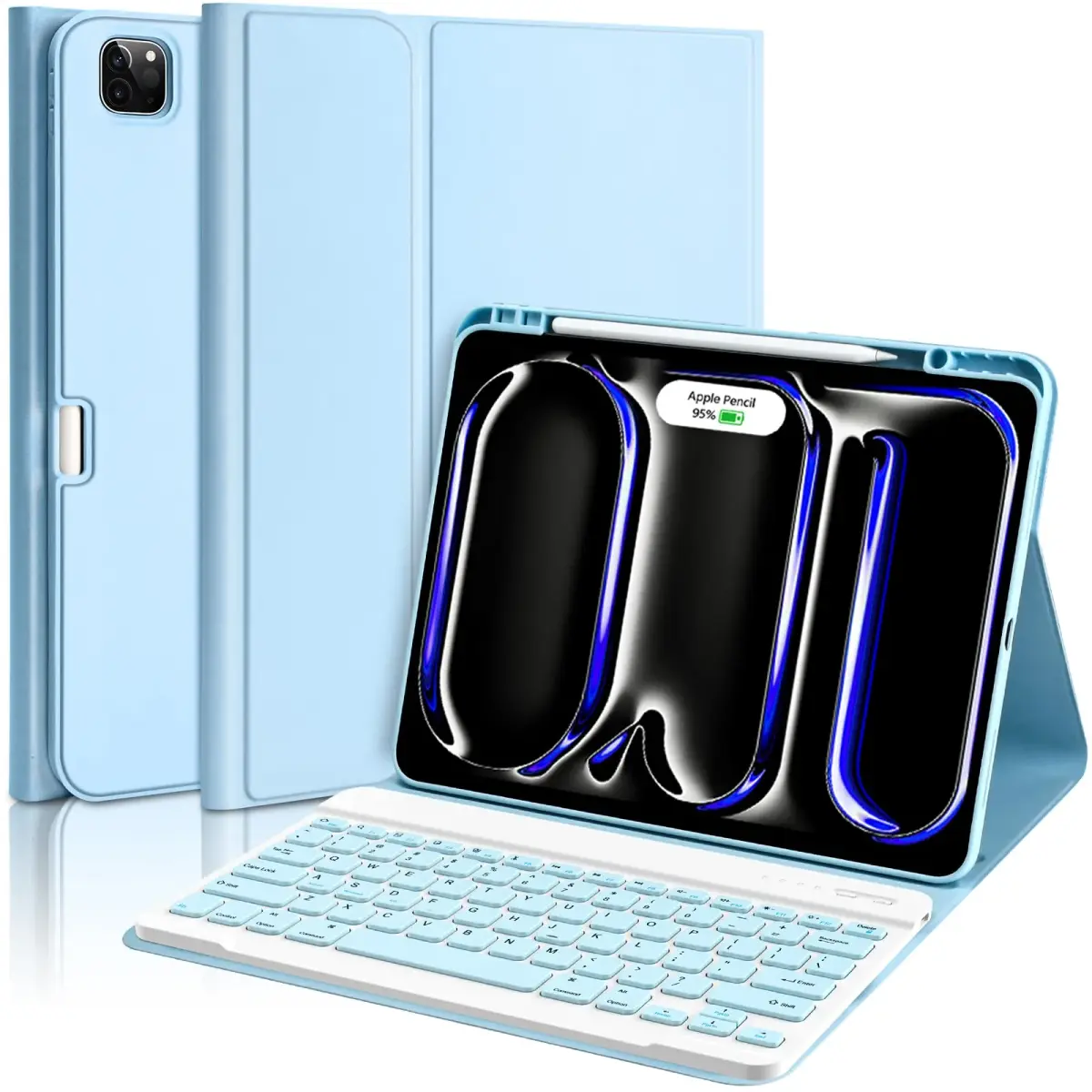 aMZCaSE for iPad Pro 13 inch Case with Keyboard (M5/M4) 2025/2024, Detachable Folio Stand Cover | Light Blue - main product image