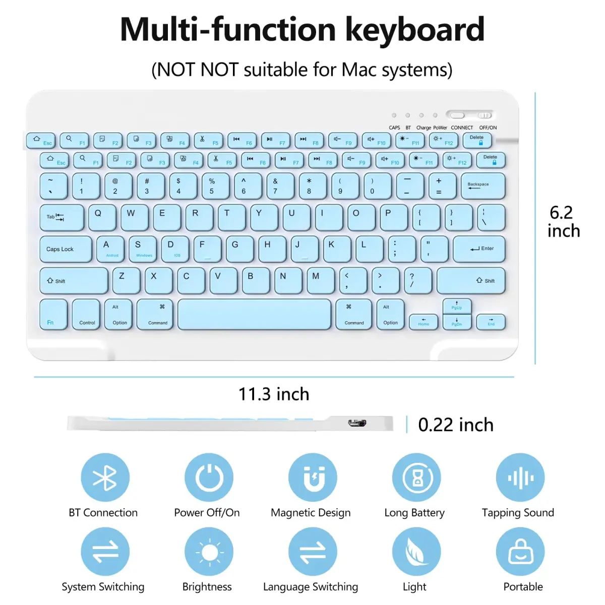 aMZCaSE for iPad Pro 13 inch Case with Keyboard (M5/M4) 2025/2024, Detachable Folio Stand Cover | Light Blue - view 7
