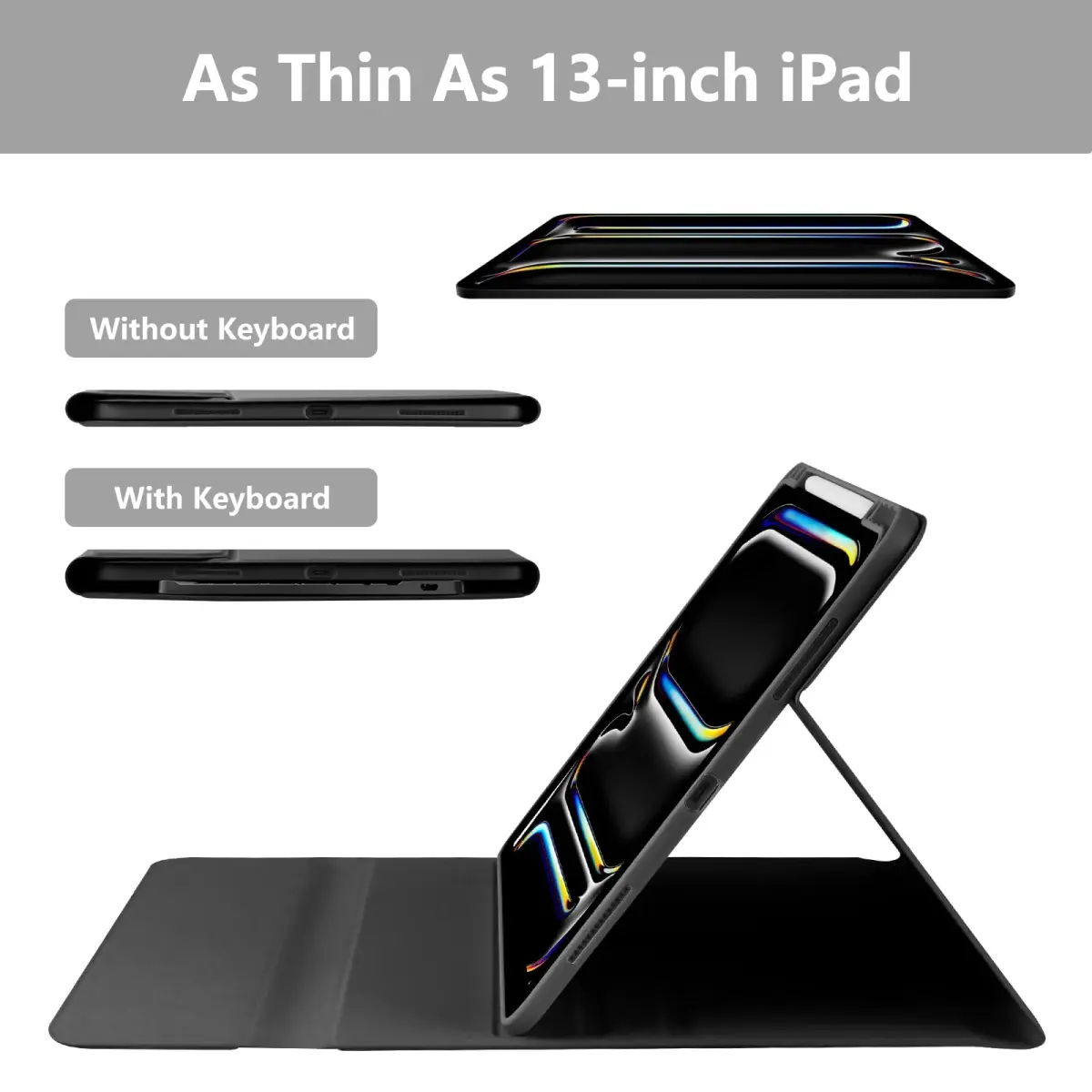aMZCaSE Magnetic Keyboard Case for iPad Pro 13" (M5/M4) 2024-2025 | Detachable Folio with Pencil Holder - view 4