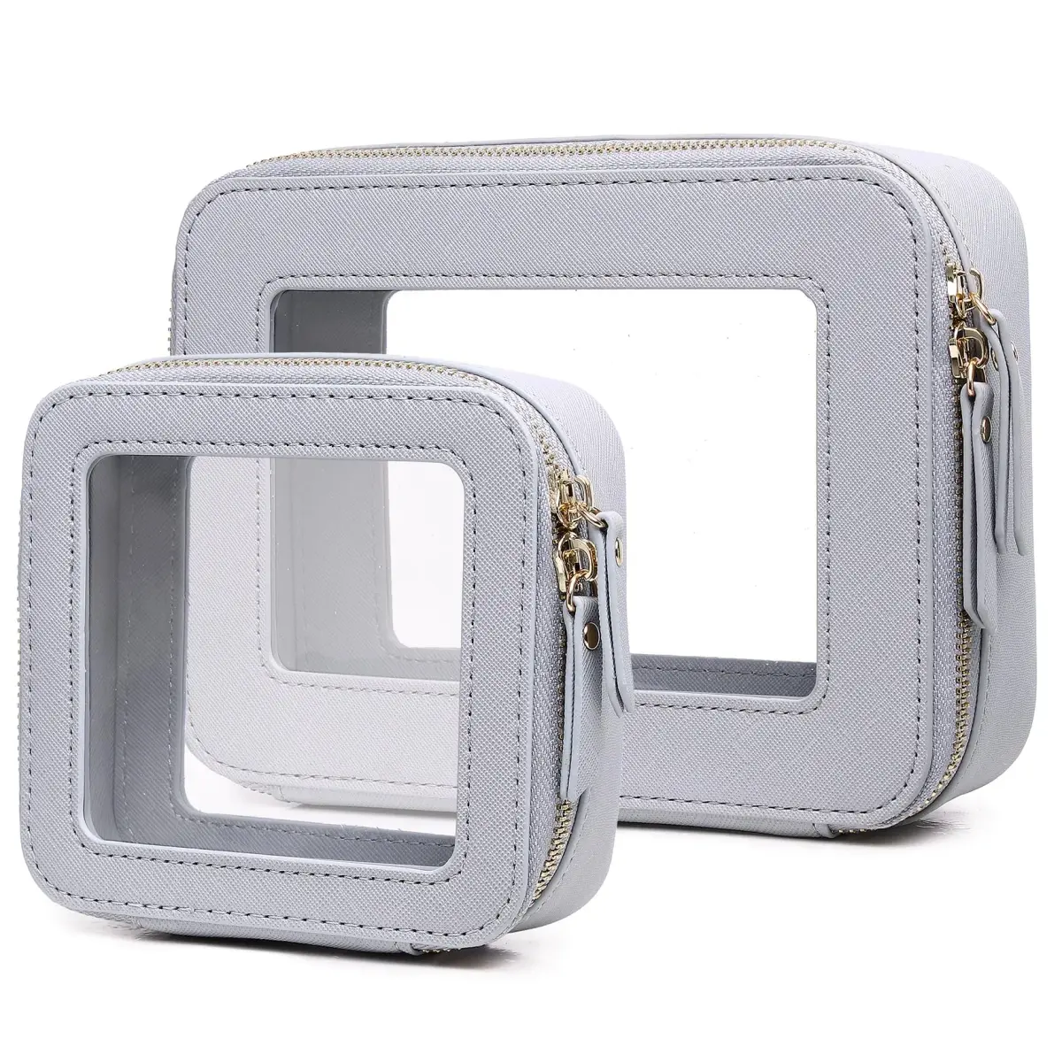 Pinkmik Clear Makeup Bag Set (M+MINI) — TSA Approved Travel Case with Zipper - main product image