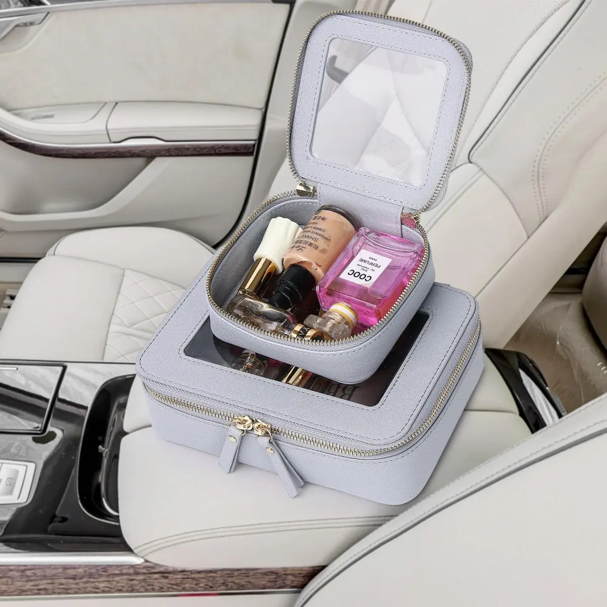 Pinkmik Clear Makeup Bag Set (M+MINI) — TSA Approved Travel Case with Zipper - view 6