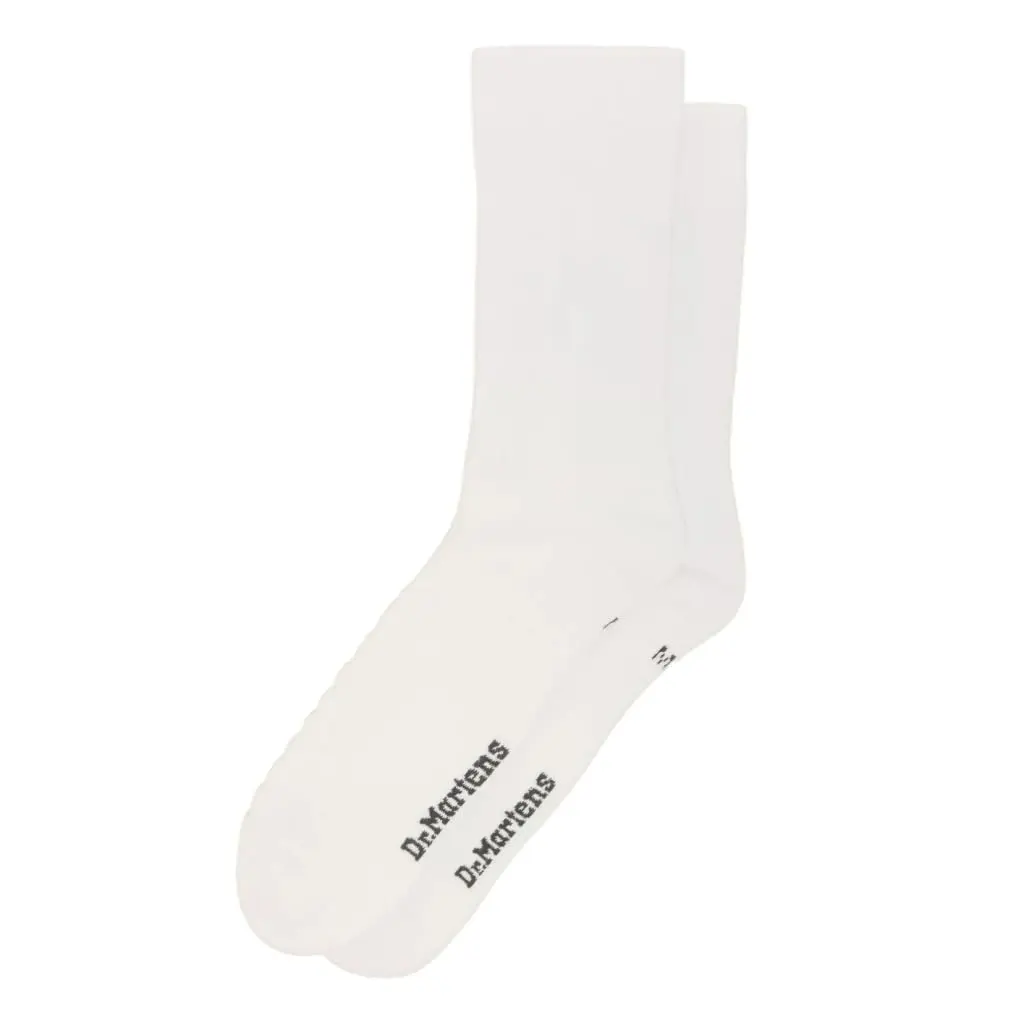 Dr. Martens Unisex Double Doc Sock, White Organic Cotton Blend, M/L | Casual Crew Socks - main product image
