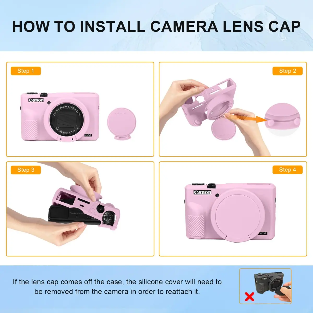 Easy Hood Pink Silicone Camera Case for Canon G7X Mark III | 4.9cm x 14.5cm x 6.5cm - view 5