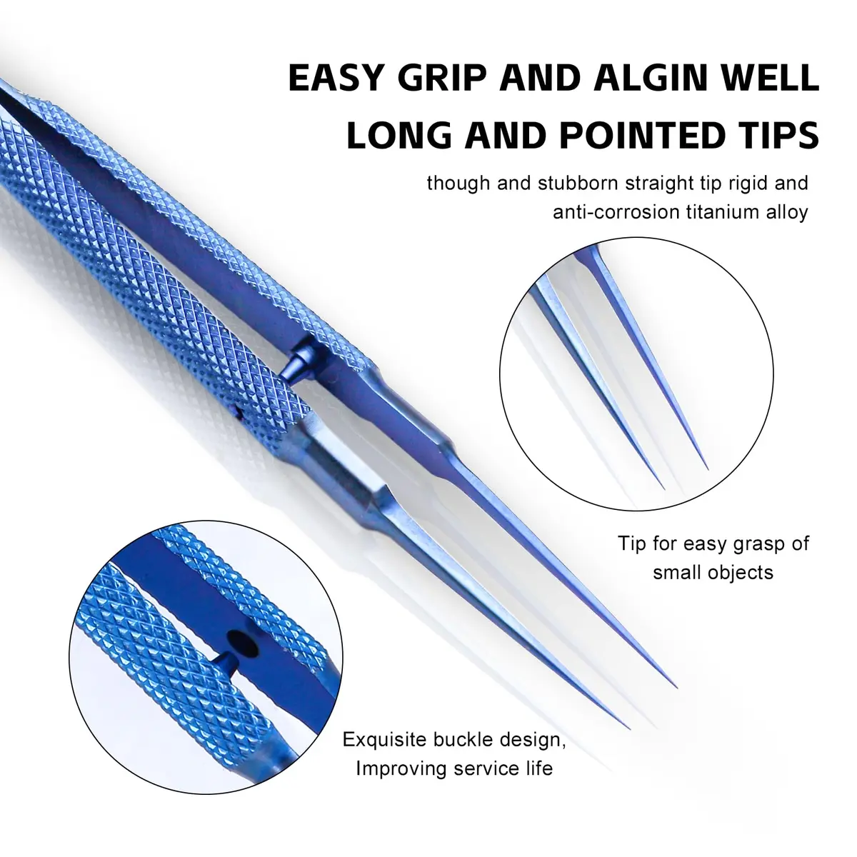 WEDOFIX Micro Precision Tweezers 10.8 cm (4.25'') Deep Blue | Fine Tip Anti-magnetic for Electronics & Jewelry - view 2