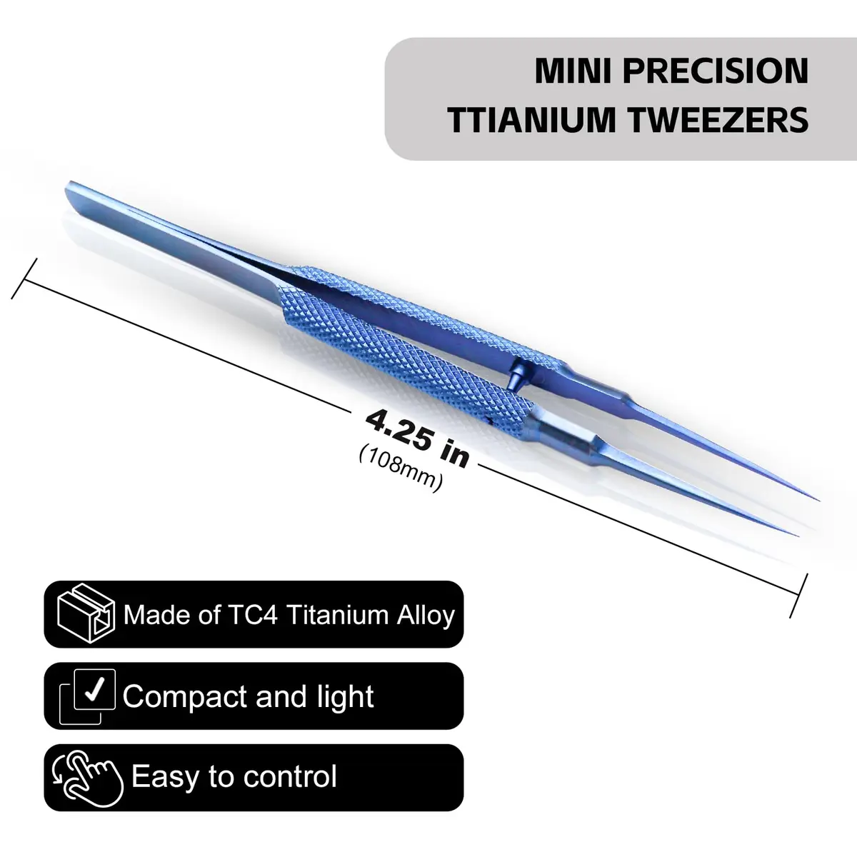 WEDOFIX Micro Precision Tweezers 10.8 cm (4.25'') Deep Blue | Fine Tip Anti-magnetic for Electronics & Jewelry - view 3