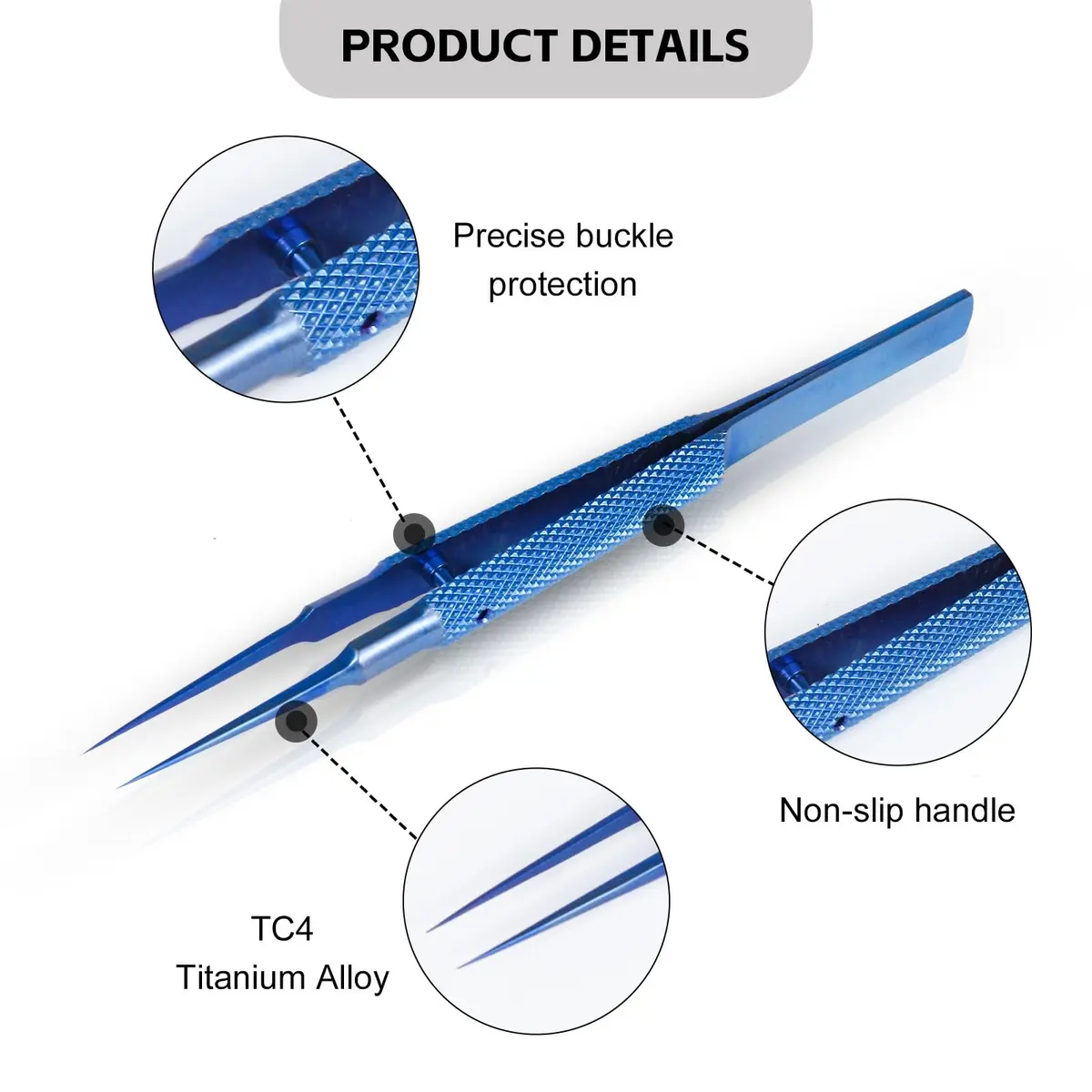 WEDOFIX Micro Precision Tweezers 10.8 cm (4.25'') Deep Blue | Fine Tip Anti-magnetic for Electronics & Jewelry - view 4