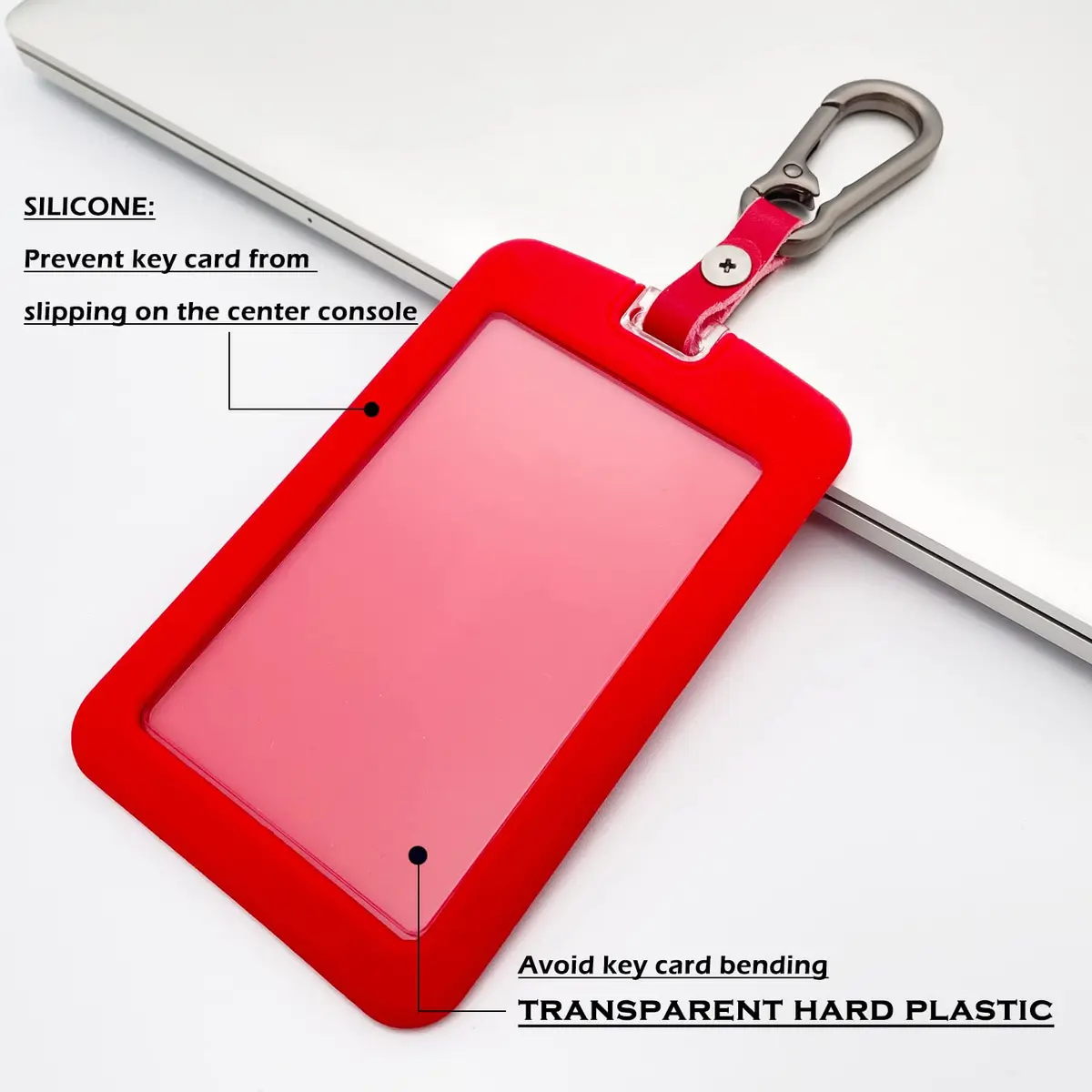 TANDRIVE Silicone Key Card Holder Case for Tesla Model 3/Y, Cybertruck, Rivian | Black & Red (2-Pack) - view 5