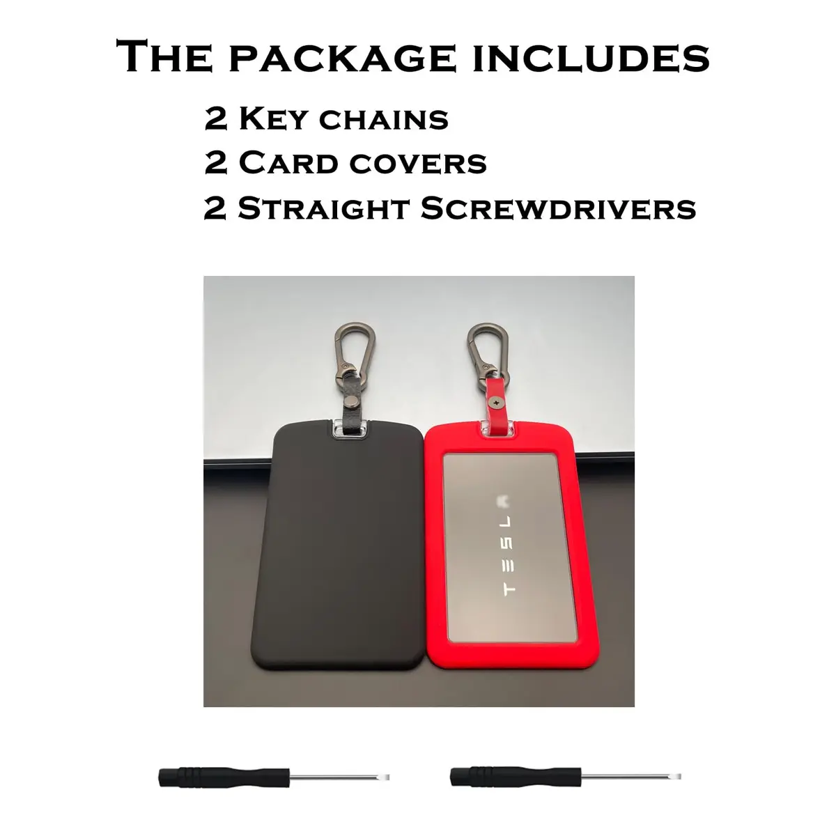 TANDRIVE Silicone Key Card Holder Case for Tesla Model 3/Y, Cybertruck, Rivian | Black & Red (2-Pack) - view 6