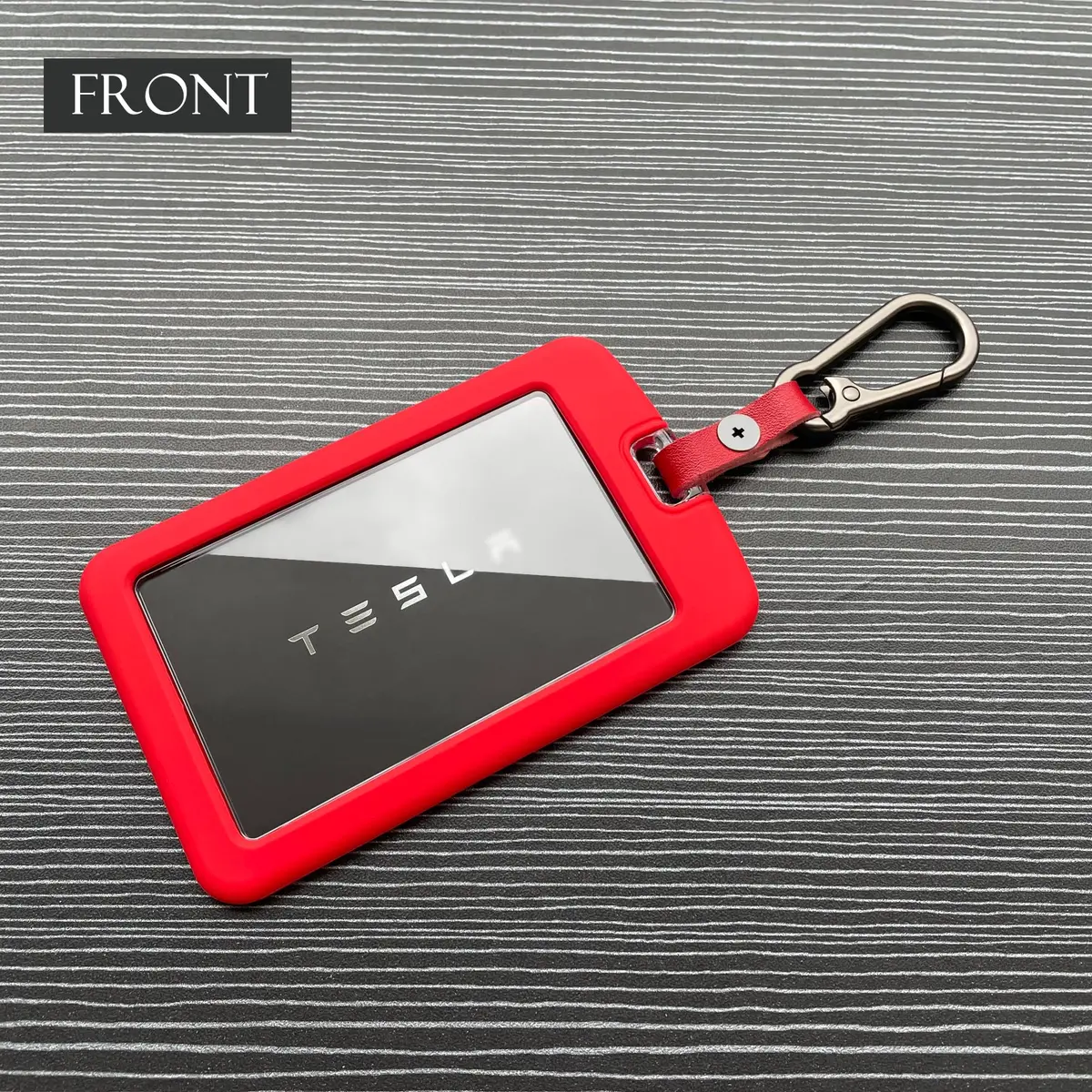 TANDRIVE Silicone Key Card Holder Case for Tesla Model 3/Y, Cybertruck, Rivian | Black & Red (2-Pack) - view 2