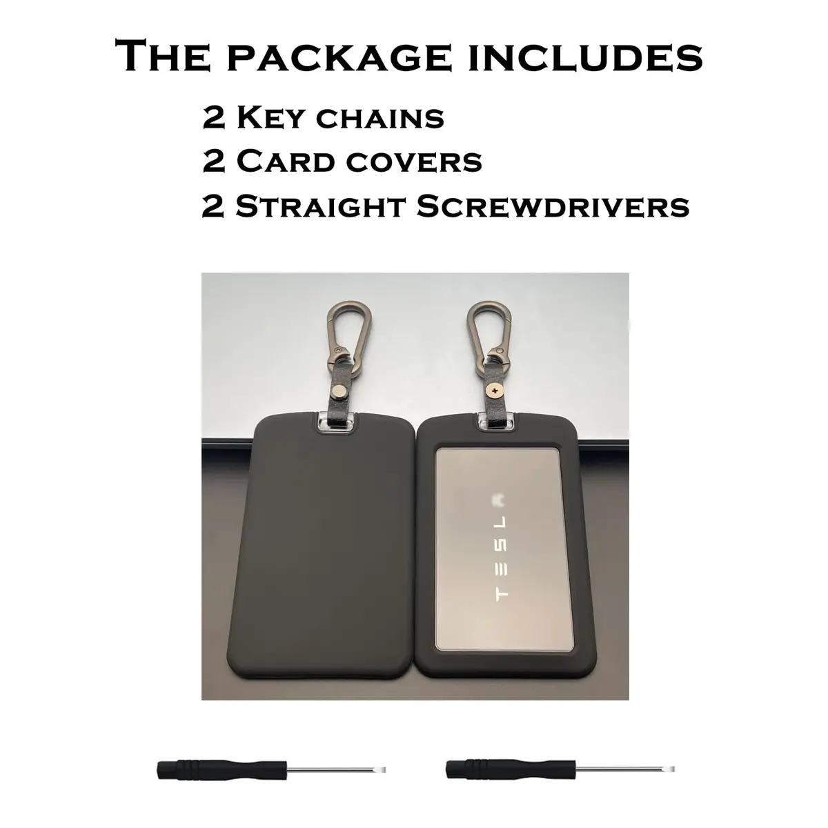 TANDRIVE Key Card Holder Case for Tesla Model 3/Y, Cybertruck, Rivian | 2-Pack Silicone Protector with Keychains - view 6
