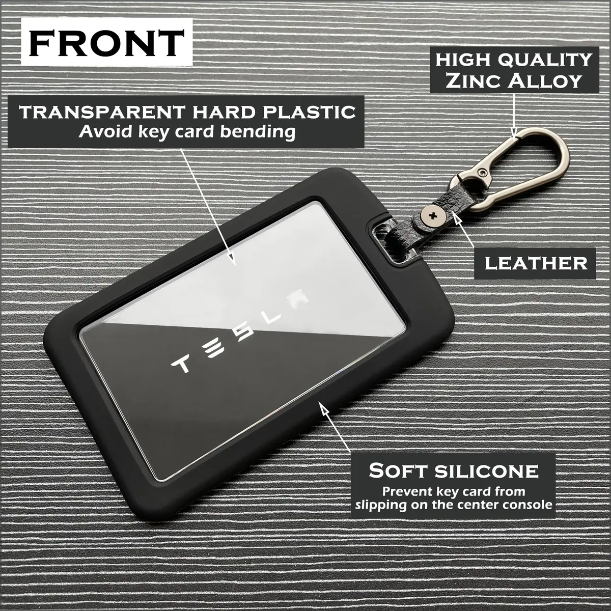 TANDRIVE Key Card Holder Case for Tesla Model 3/Y, Cybertruck, Rivian | 2-Pack Silicone Protector with Keychains - view 2