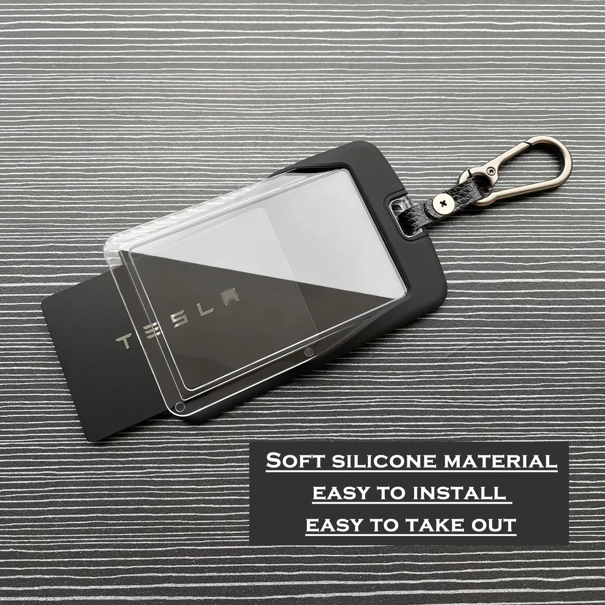 TANDRIVE Key Card Holder Case for Tesla Model 3/Y, Cybertruck, Rivian | 2-Pack Silicone Protector with Keychains - view 4