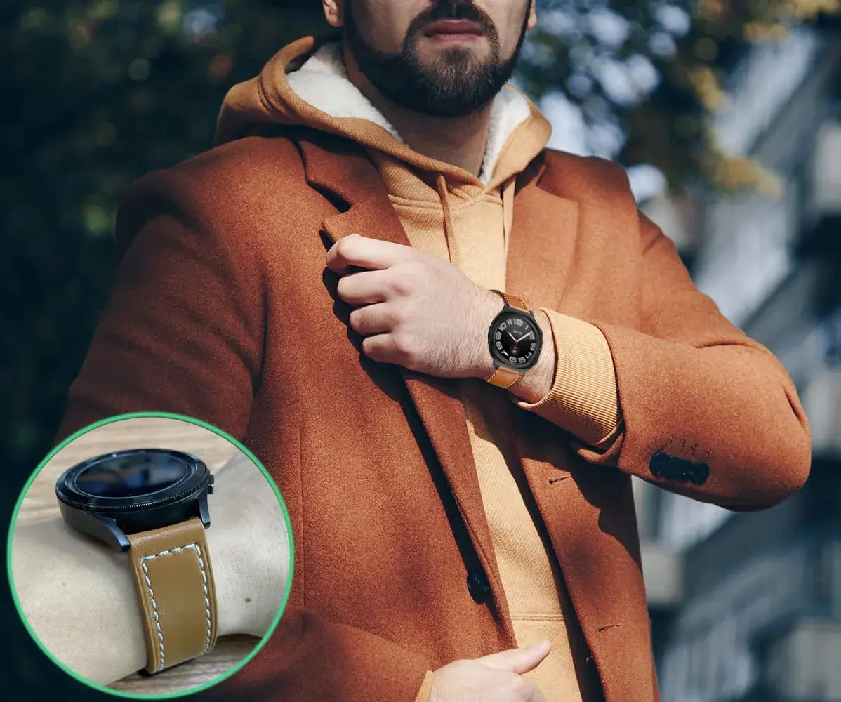 Olytop Leather Watch Band for Samsung Galaxy Watch Ultra 2/1 47mm | Fits 5.9"-8.1" Wrists - view 6