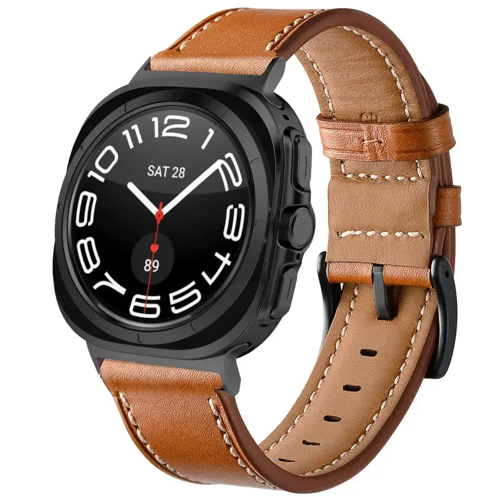 Olytop Leather Watch Band for Samsung Galaxy Watch Ultra 2/1 47mm | Fits 5.9"-8.1" Wrists - view 2