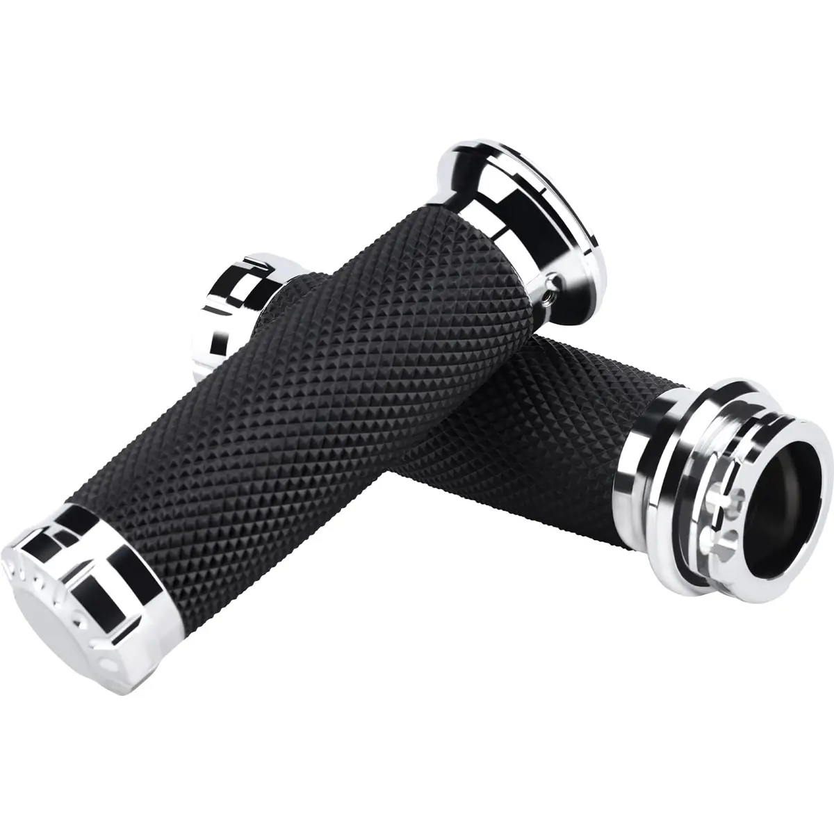 Onsnail 1 Inch Motorcycle Handlebar Grips with Cable Throttle, Silver | Fits Harley Davidson & More - view 9