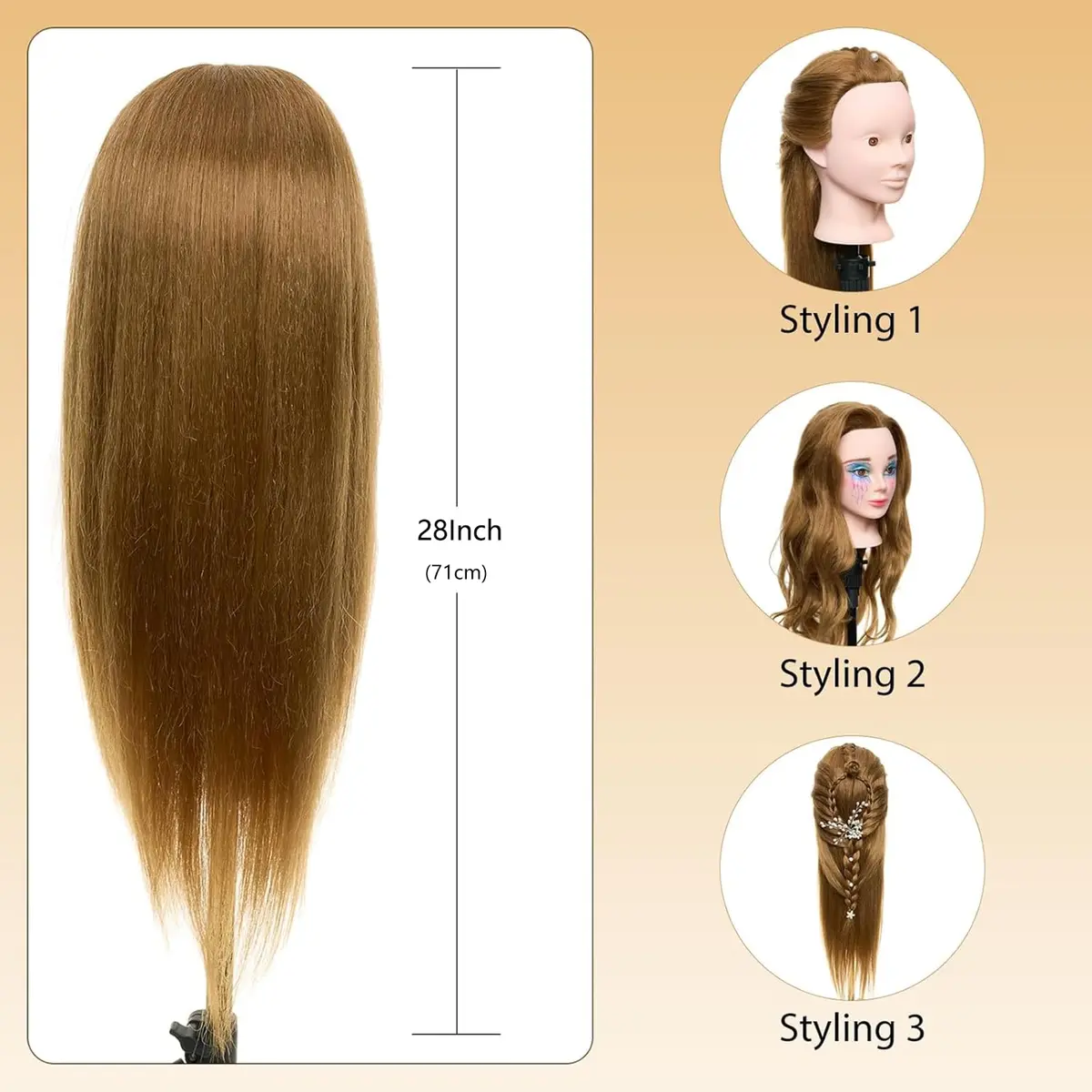 Neverland Beauty & Health 28" Mannequin Head with 80% Real Human Hair for Makeup Practice Head | Salon & Training Tool - view 5