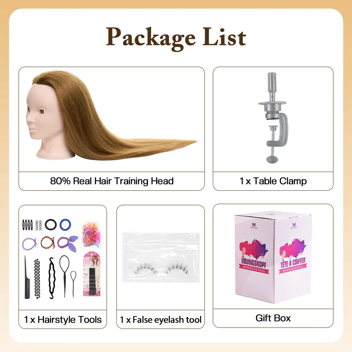 Neverland Beauty & Health 28" Mannequin Head with 80% Real Human Hair for Makeup Practice Head | Salon & Training Tool - view 8