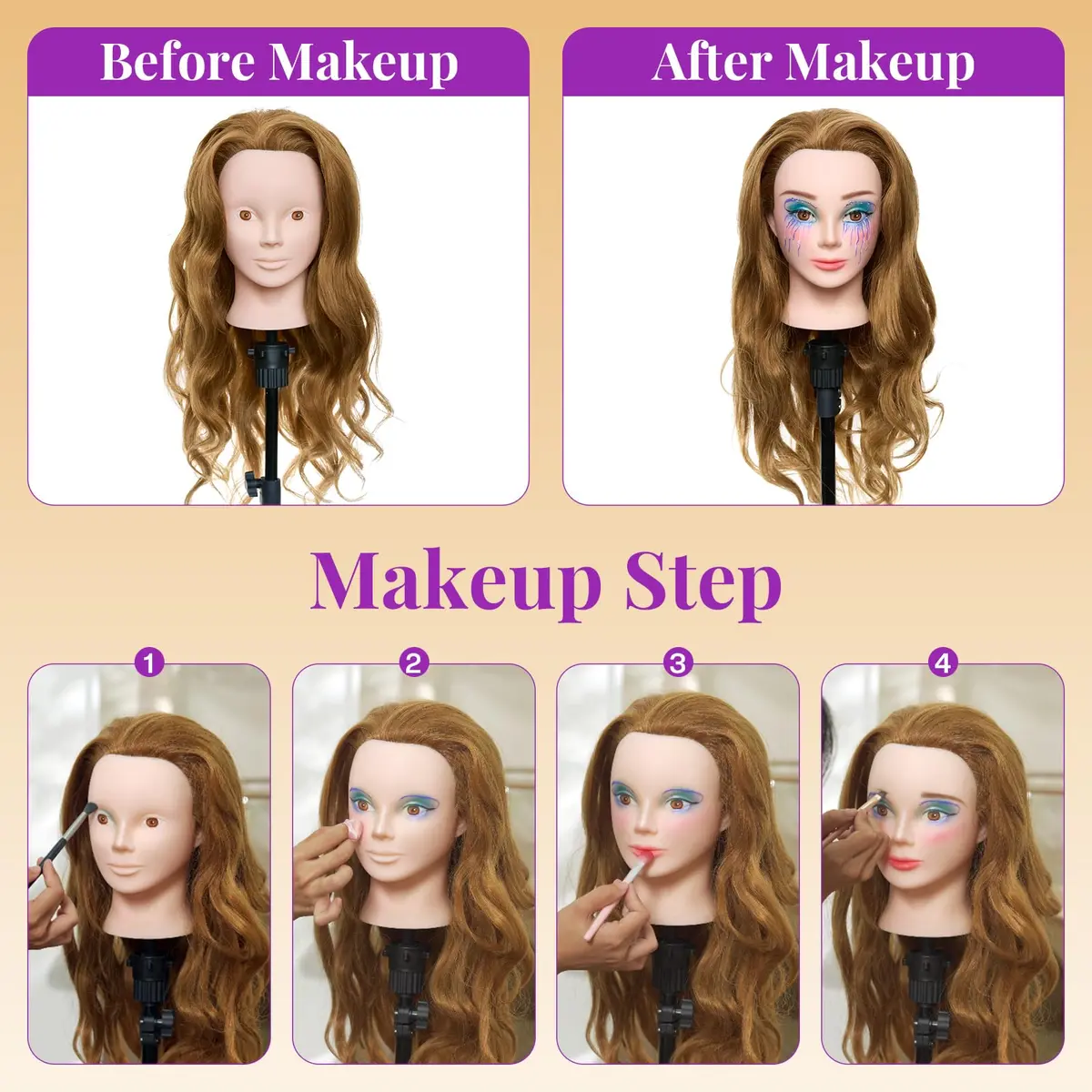 Neverland Beauty & Health 28" Mannequin Head with 80% Real Human Hair for Makeup Practice Head | Salon & Training Tool - view 4