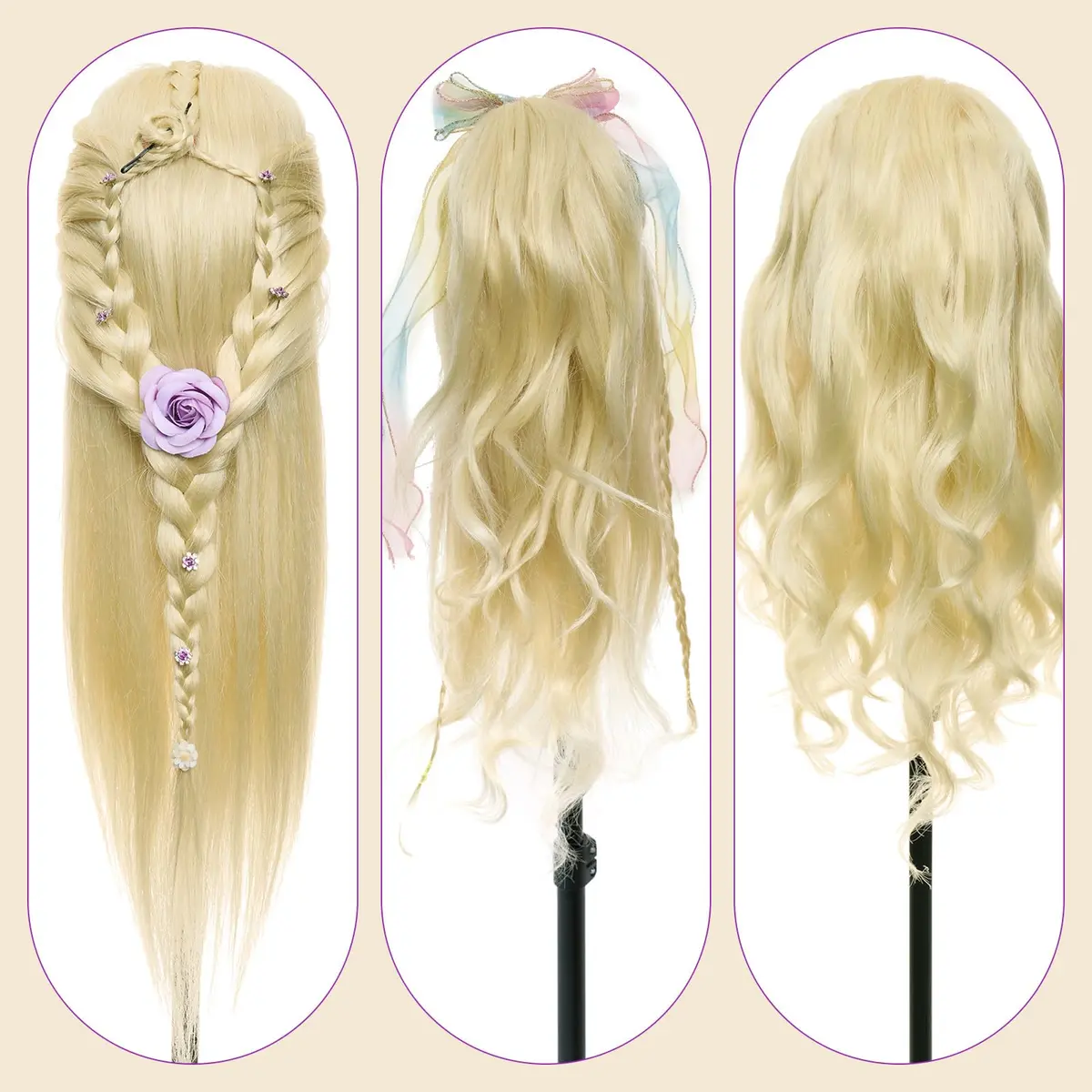 Neverland Beauty & Health 28" Mannequin Head with 80% Real Human Hair | Salon-Grade Practice Head for Hair Styling (70-120 chars) - view 5