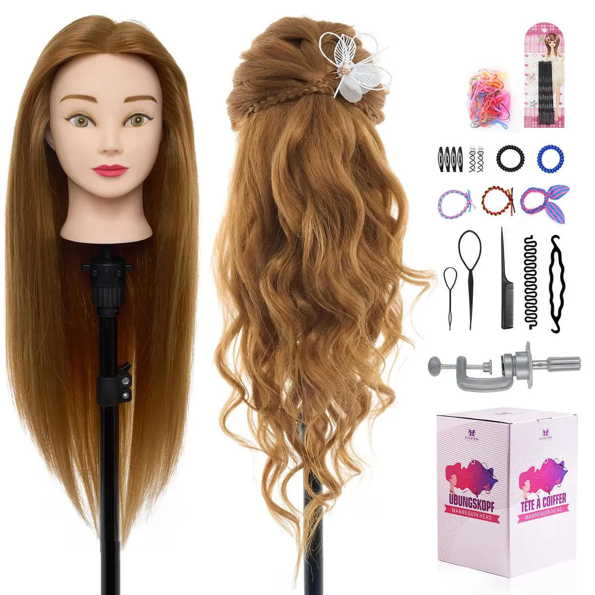 Neverland Beauty & Health Mannequin Head with 80% Human Hair 26 Inch | Salon & Cosmetology Practice - main product image