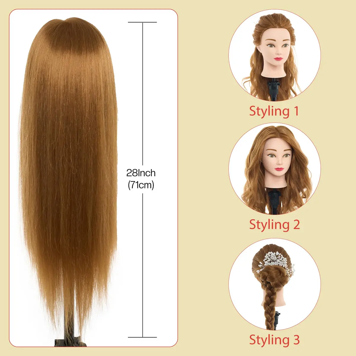 Neverland Beauty & Health Mannequin Head with 80% Human Hair 26 Inch | Salon & Cosmetology Practice - view 5