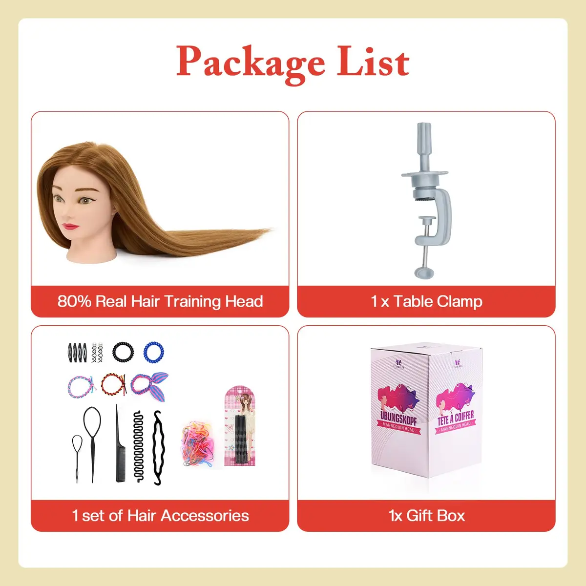 Neverland Beauty & Health Mannequin Head with 80% Human Hair 26 Inch | Salon & Cosmetology Practice - view 8