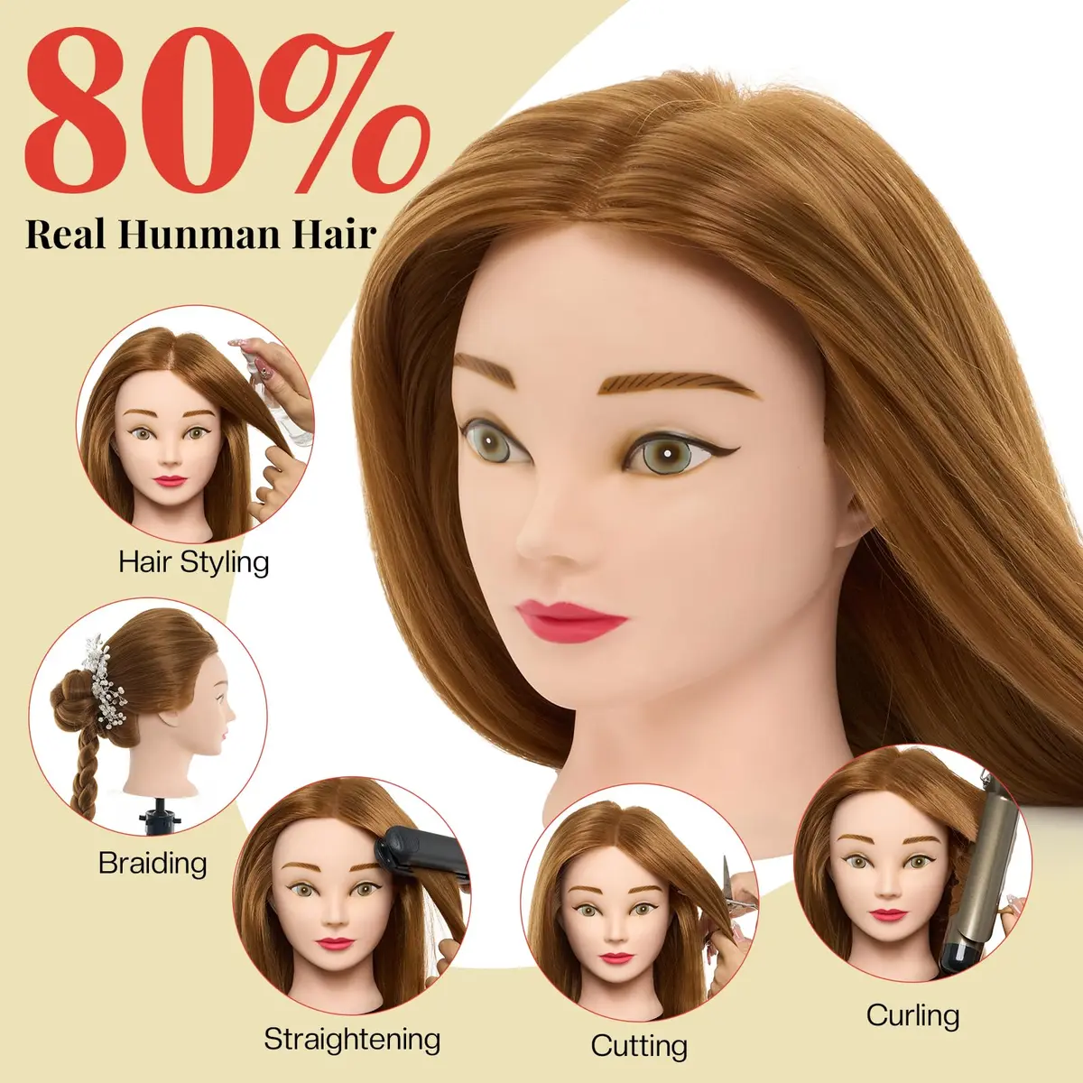 Neverland Beauty & Health Mannequin Head with 80% Human Hair 26 Inch | Salon & Cosmetology Practice - view 2