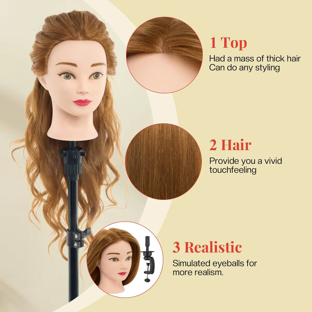 Neverland Beauty & Health Mannequin Head with 80% Human Hair 26 Inch | Salon & Cosmetology Practice - view 3