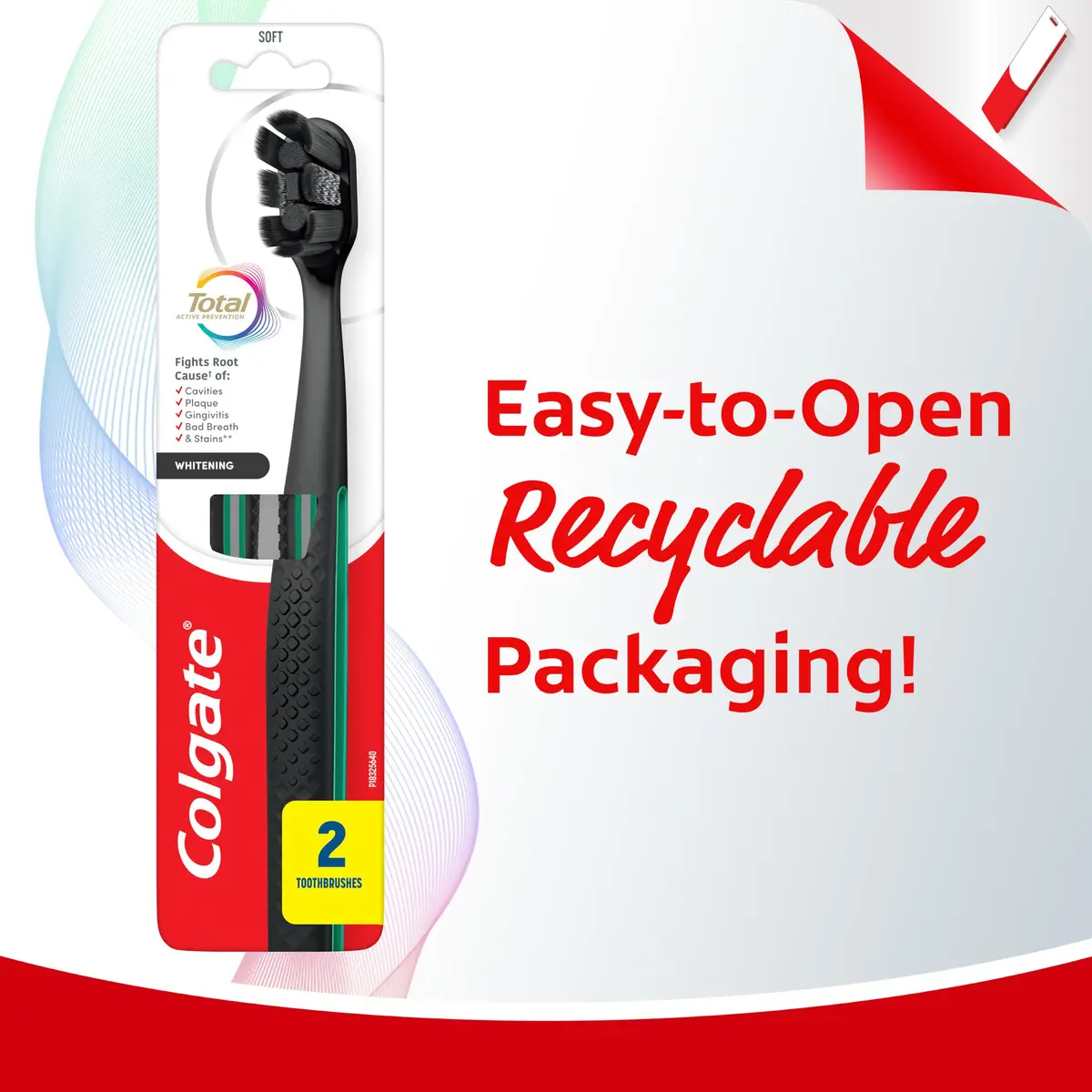 Colgate Total Whitening Charcoal Toothbrush, Soft, Black, 2 Pack | Deep Clean & Stain Removal - view 9