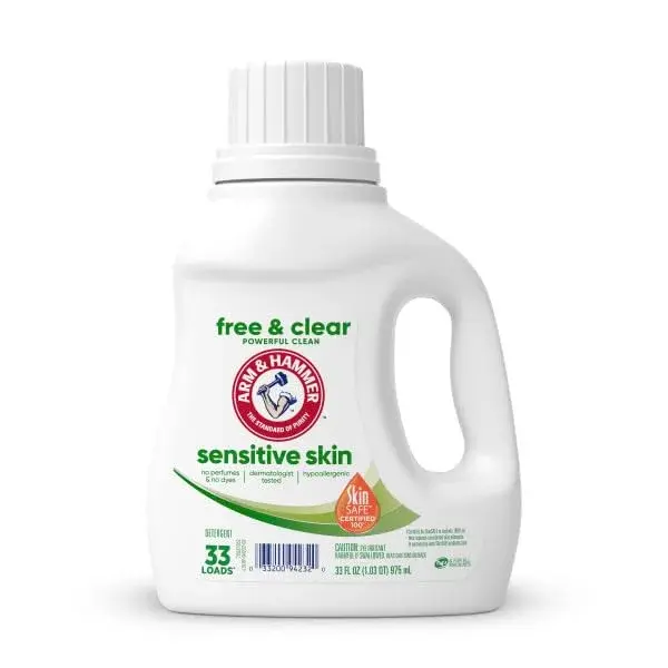 Arm & Hammer Sensitive Skin Free & Clear Liquid Laundry Detergent 975ml (33 fl oz) | Hypoallergenic Laundry Detergent - main product image