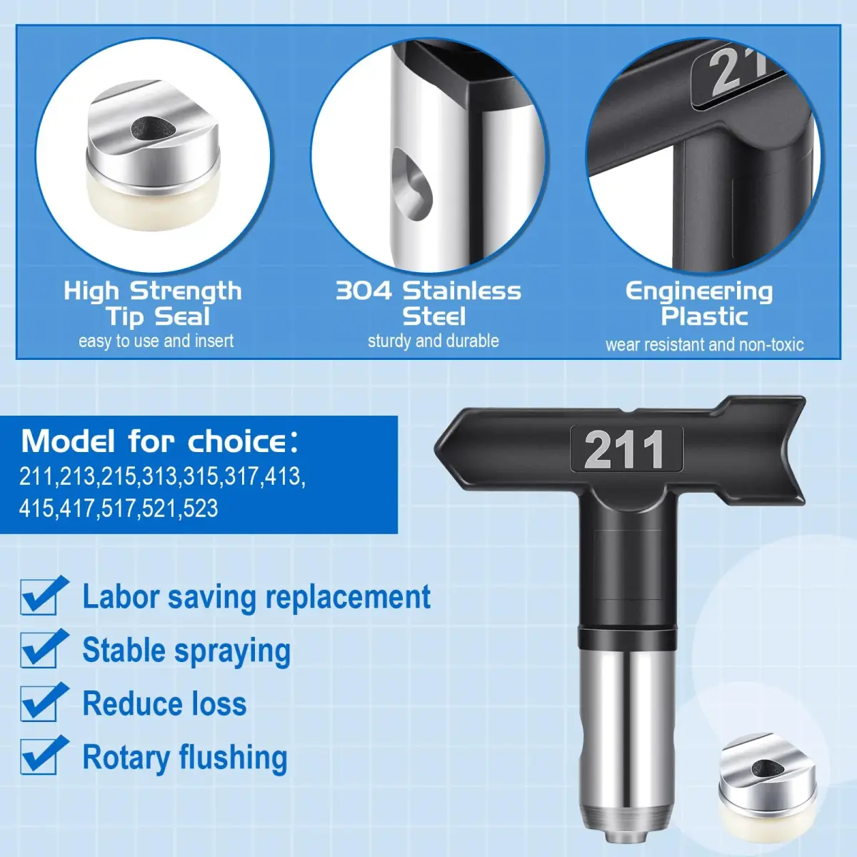 Zhengmy 12 Pcs Airless Paint Sprayer Tips Set 0.0109-0.0317 Inch Outlet | Reversible Spray Nozzles for Home & Industrial Painting - view 2