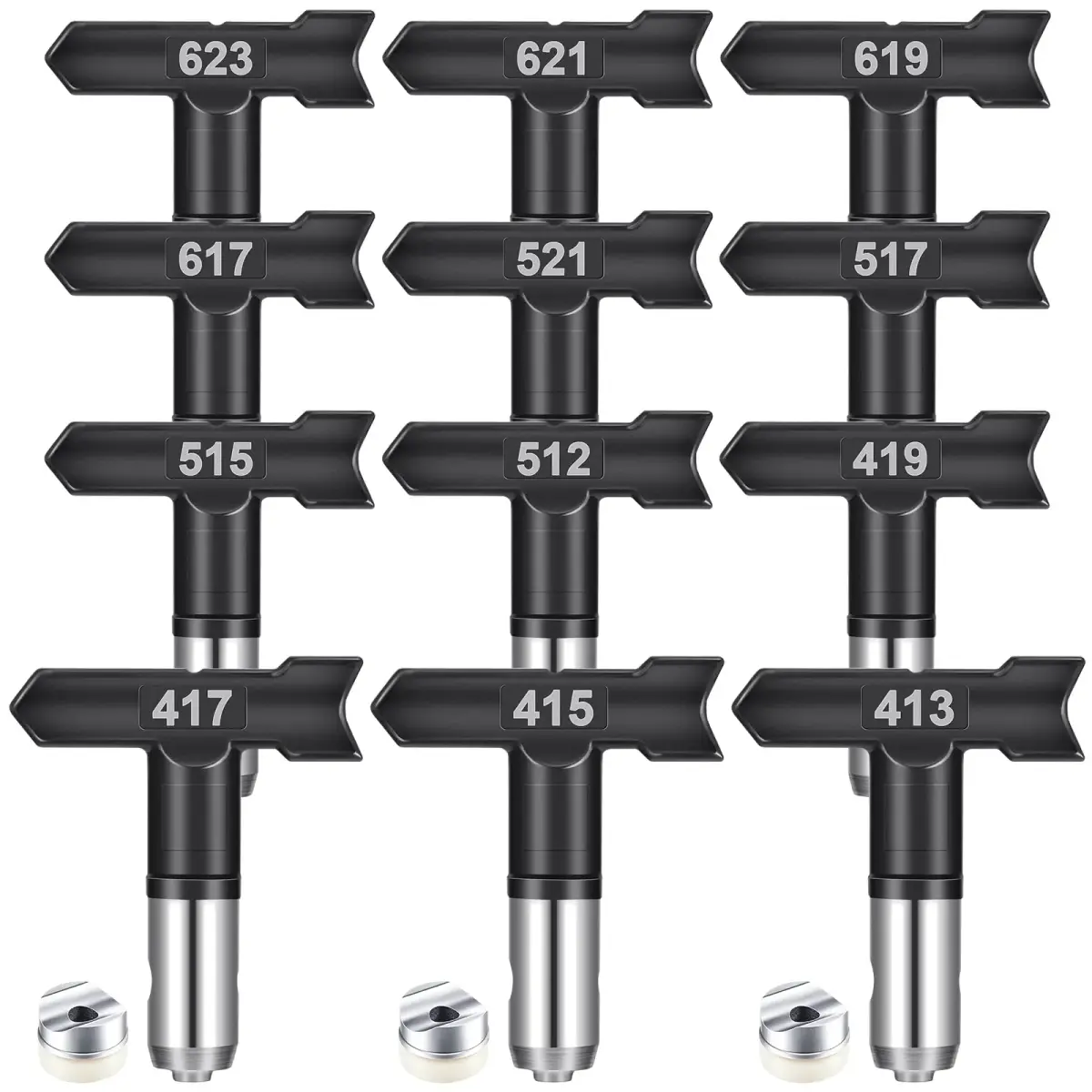 Zhengmy 12 Pcs Airless Paint Sprayer Nozzle Tips Set 413-623 | Reversible Spray Tips for Efficient Painting - main product image