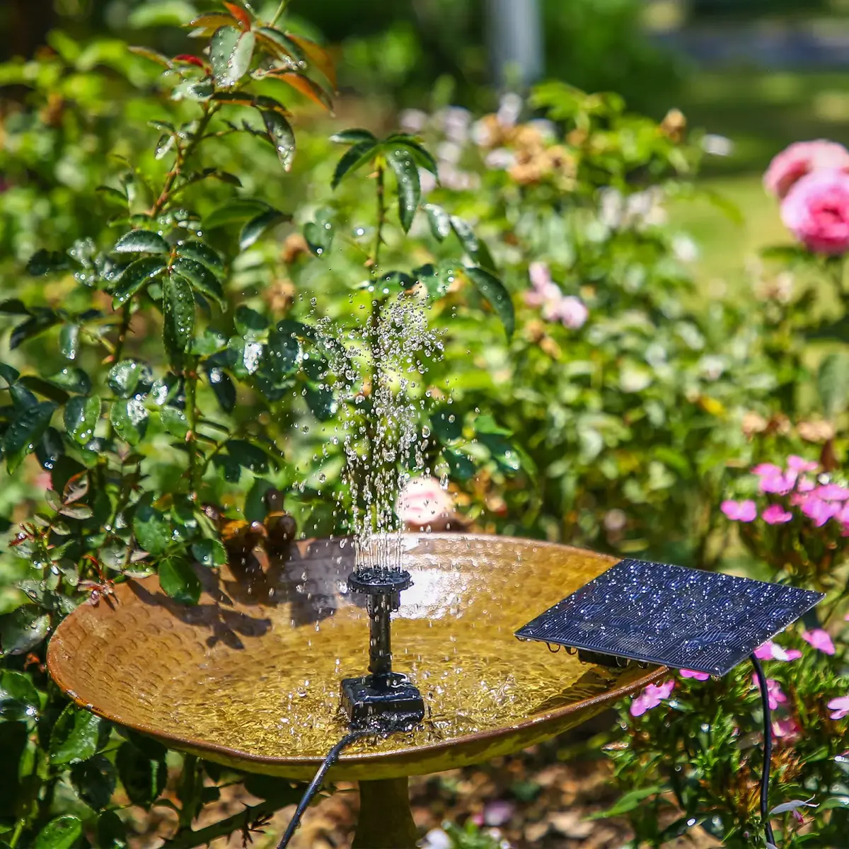 AISITIN 2-Pack DIY Solar Fountain Pump with 6 Nozzles & 9.8ft Power Cord | 1.5W Solar Powered Water Pump for Bird Baths, Ponds, Gardens - view 3